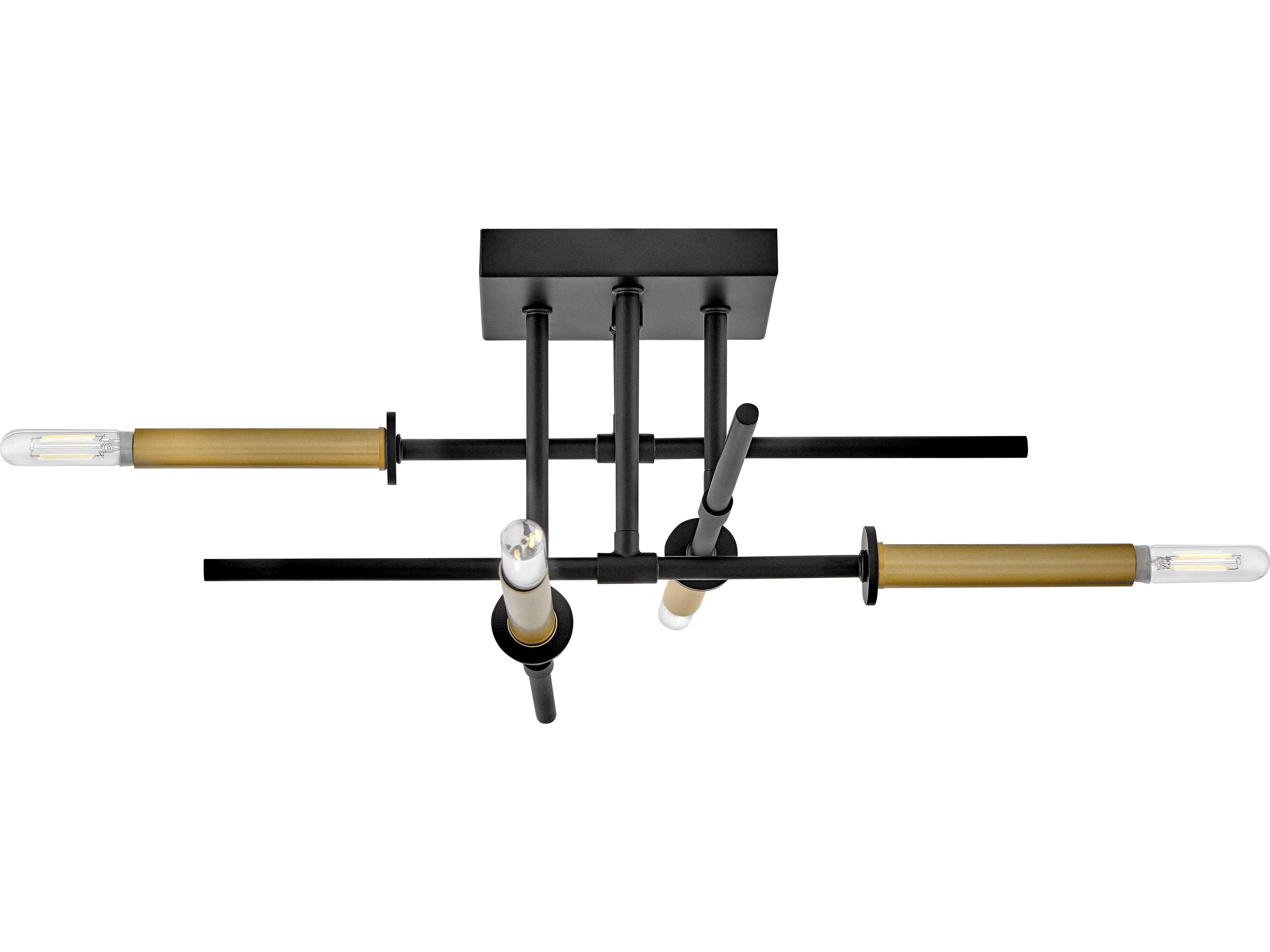Lark Living Hux 4-Light Black Lacquered Brass Tiered Semi Flush Mount