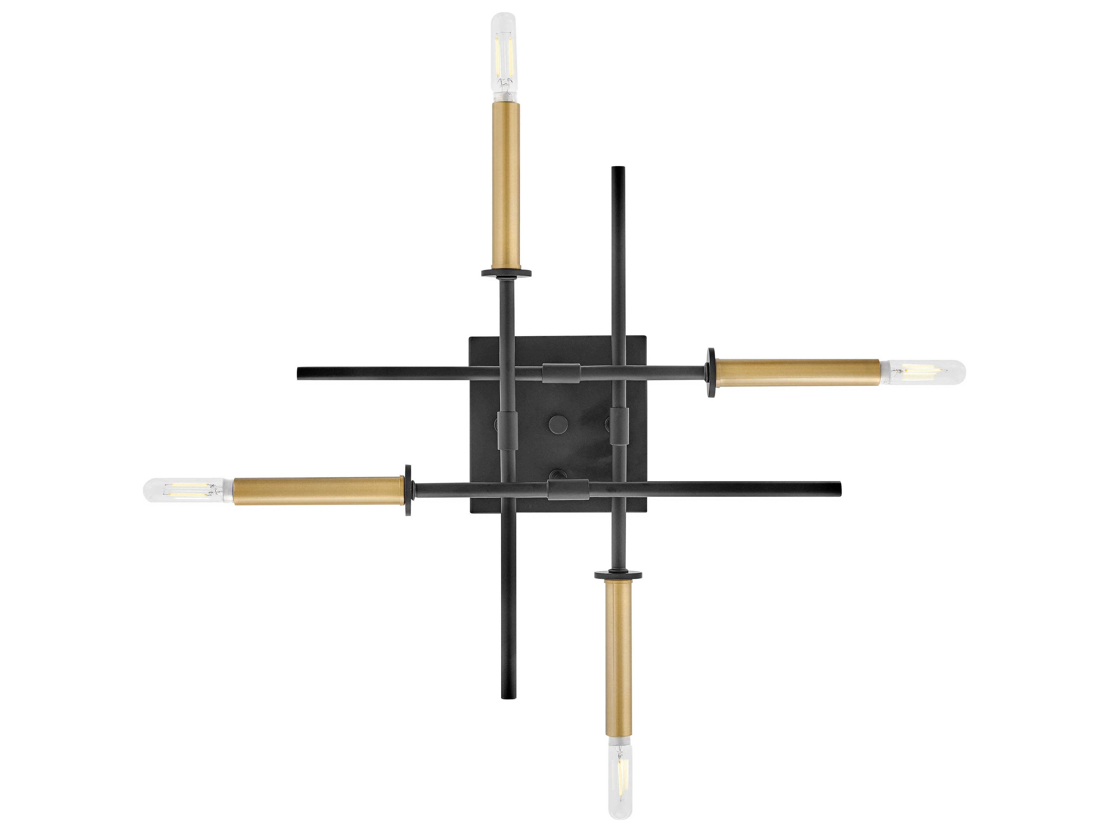 Lark Living Hux 4-Light Black Lacquered Brass Tiered Semi Flush Mount