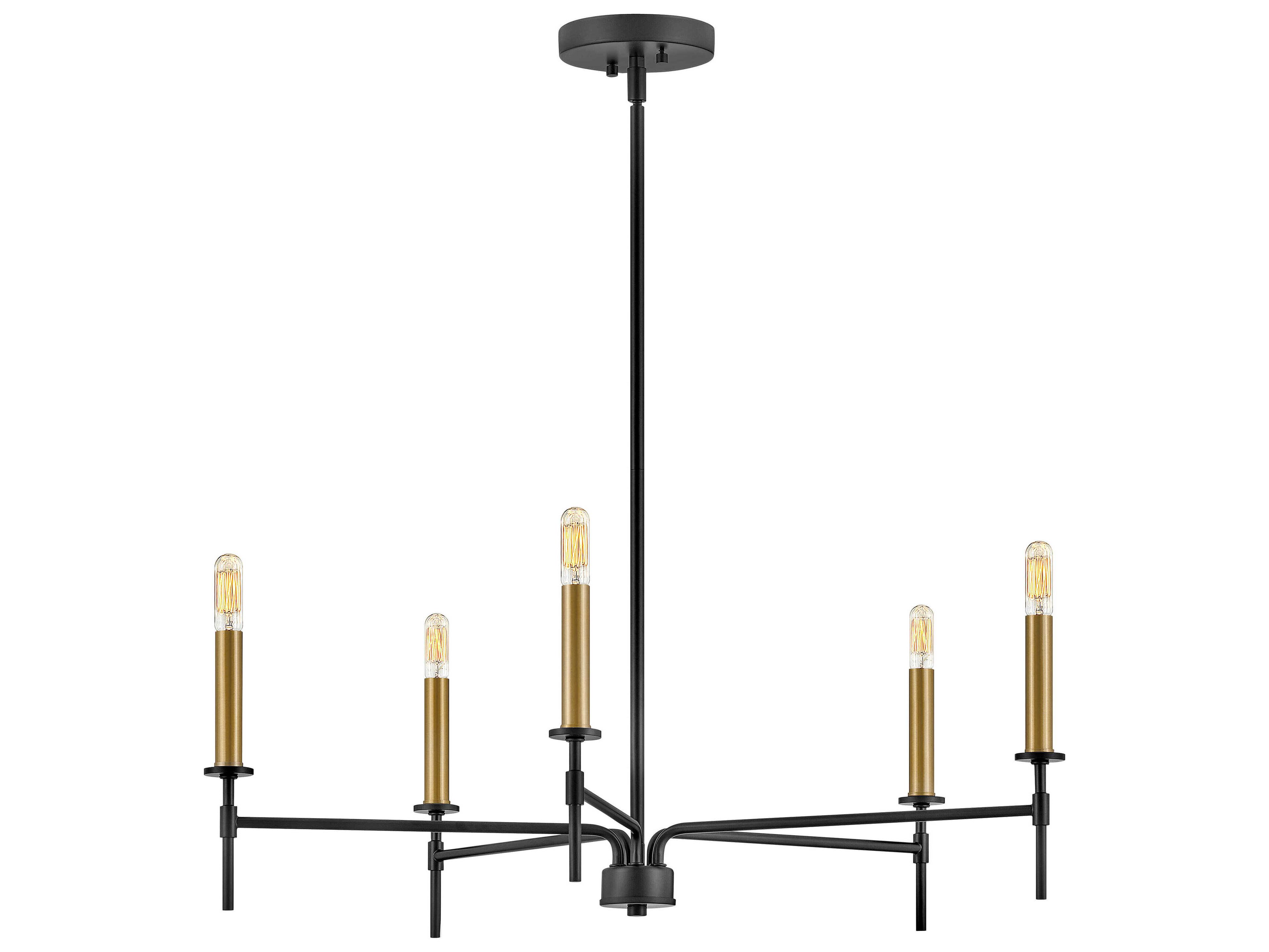 Lark Living Hux 5-Light Black Lacquered Brass Chandelier