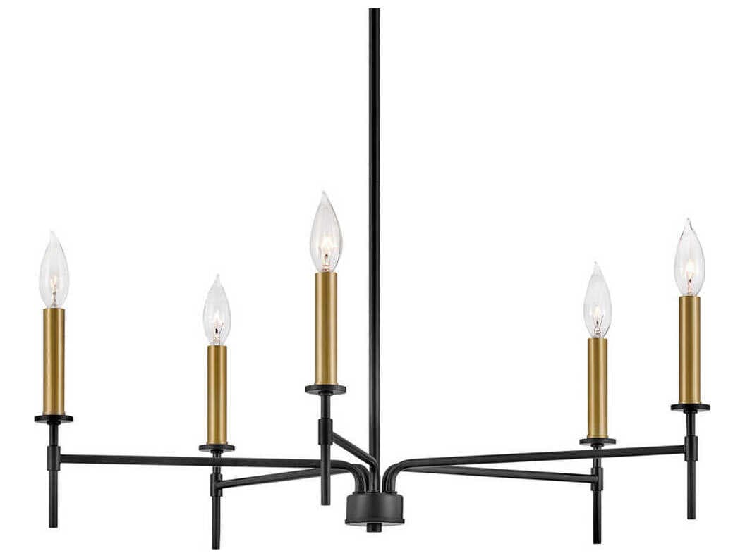 Lark Living Hux 5-Light Black Lacquered Brass Chandelier