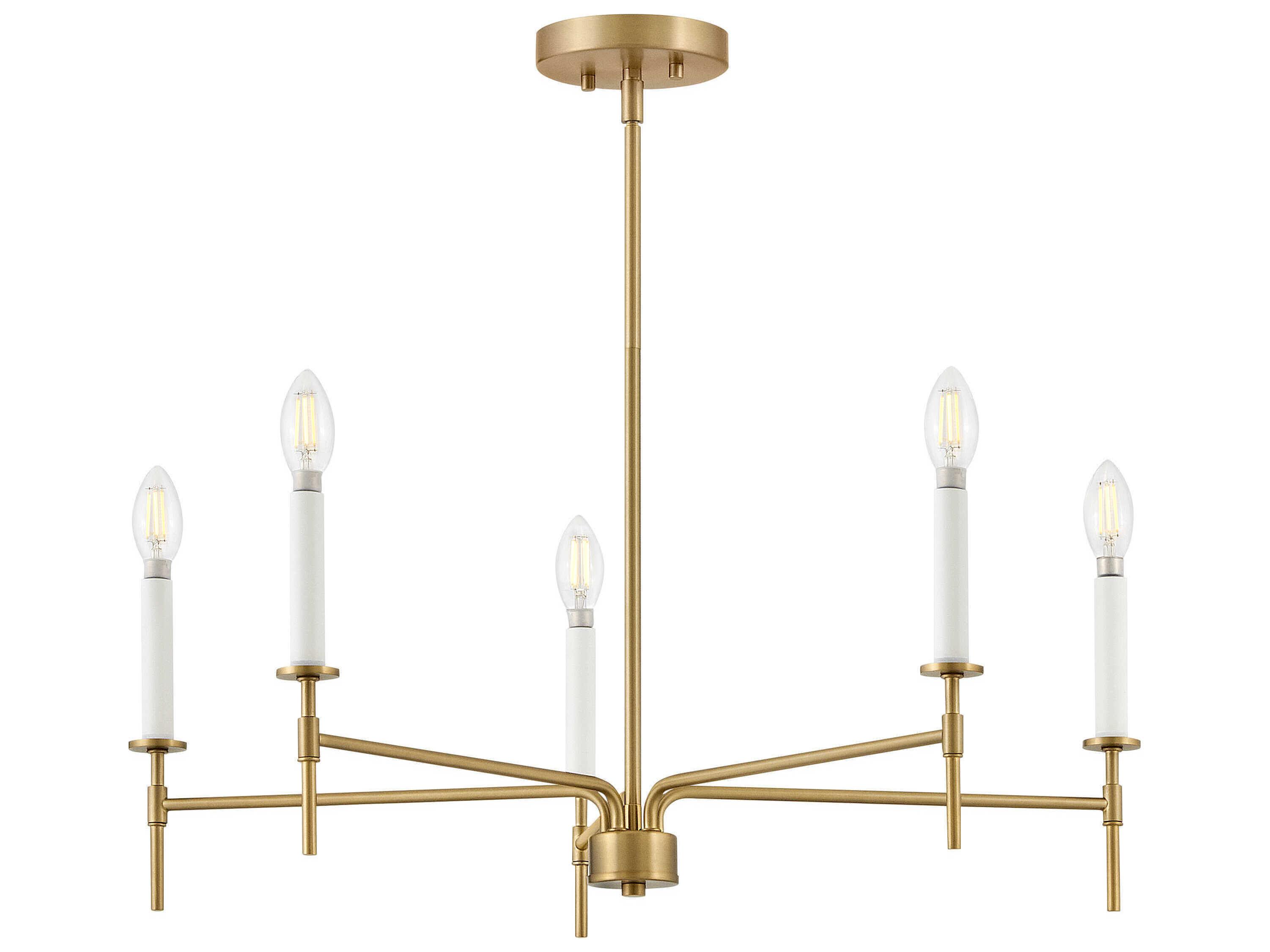 Lark Living Hux 5-Light Lacquered Brass Warm White Candelabra Chandelier