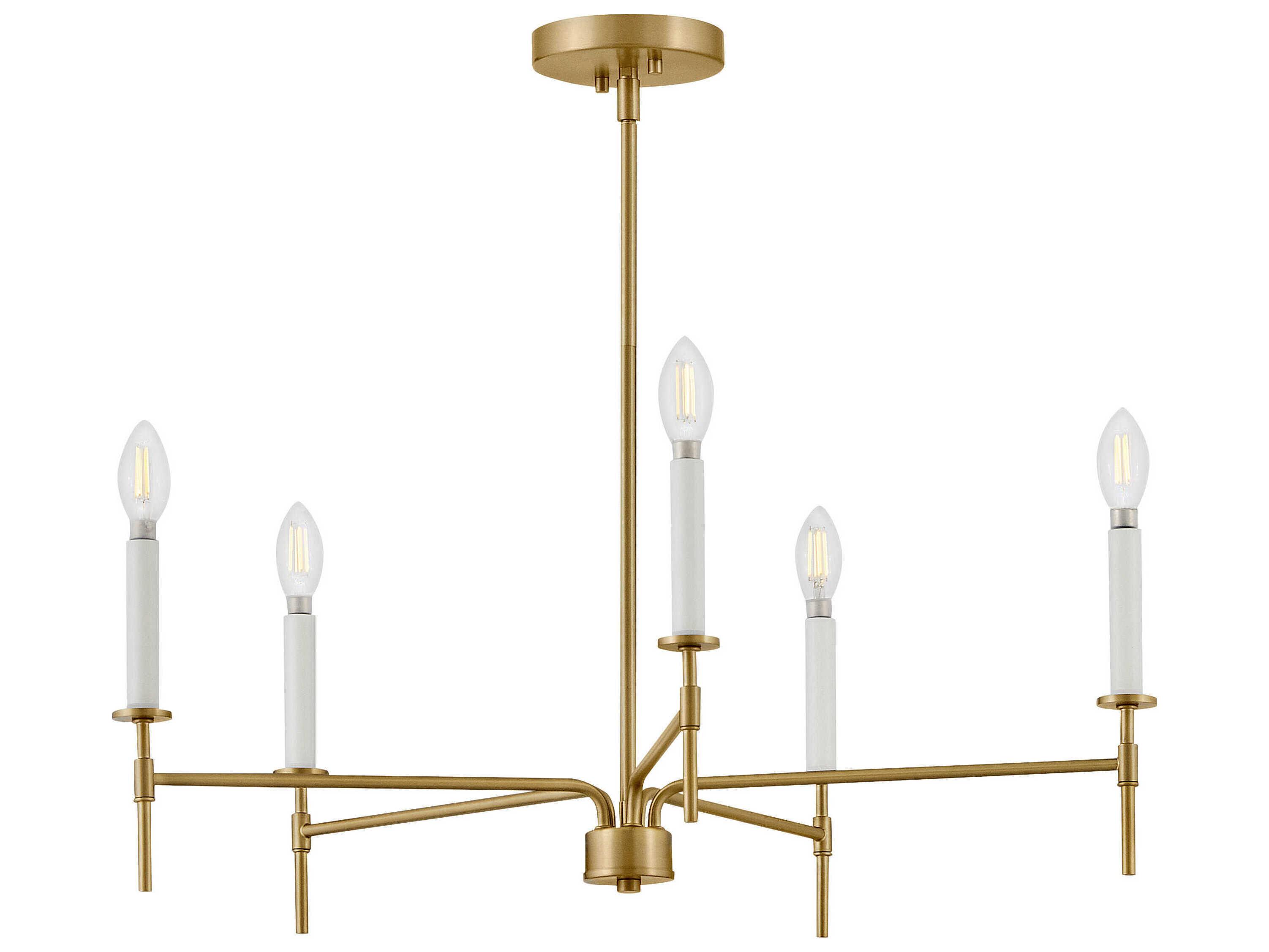 Lark Living Hux 5-Light Lacquered Brass Warm White Candelabra Chandelier