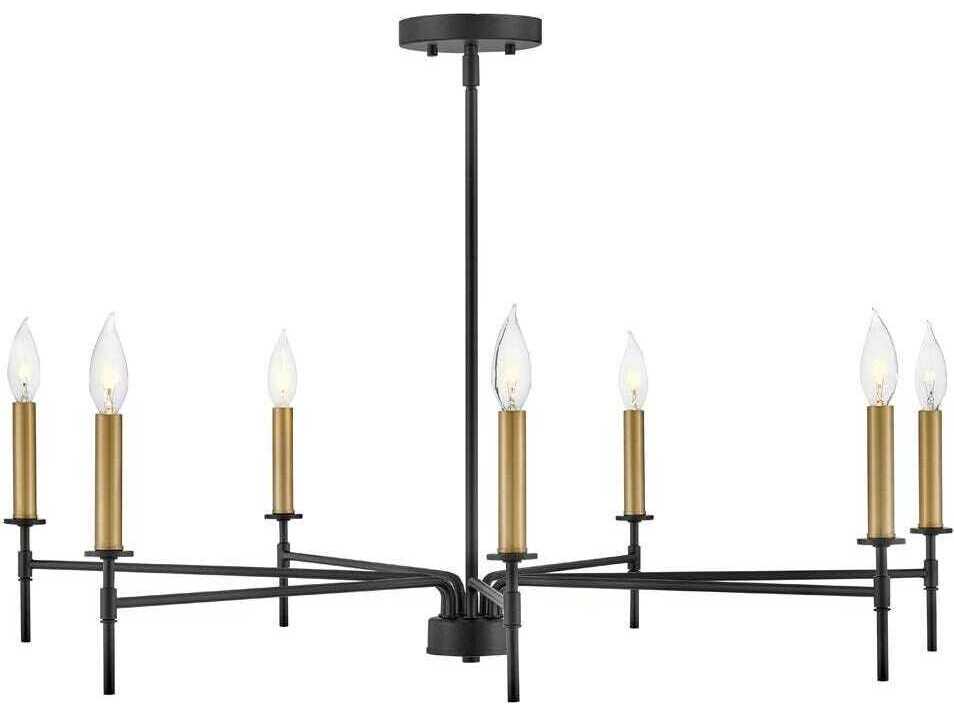 Lark Living Hux 7-Light Black Lacquered Brass Candelabra Chandelier