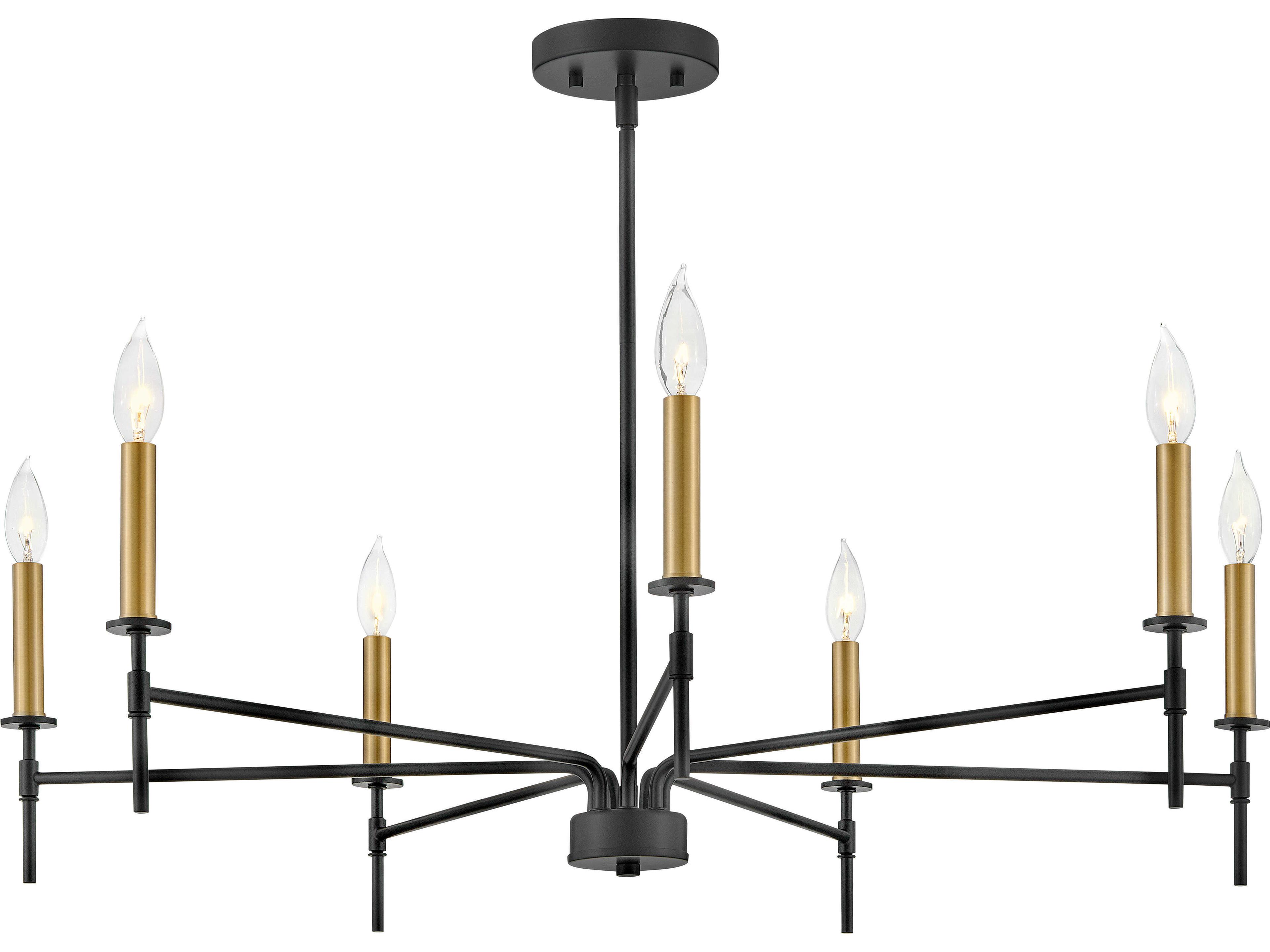 Lark Living Hux 7-Light Black Lacquered Brass Candelabra Chandelier