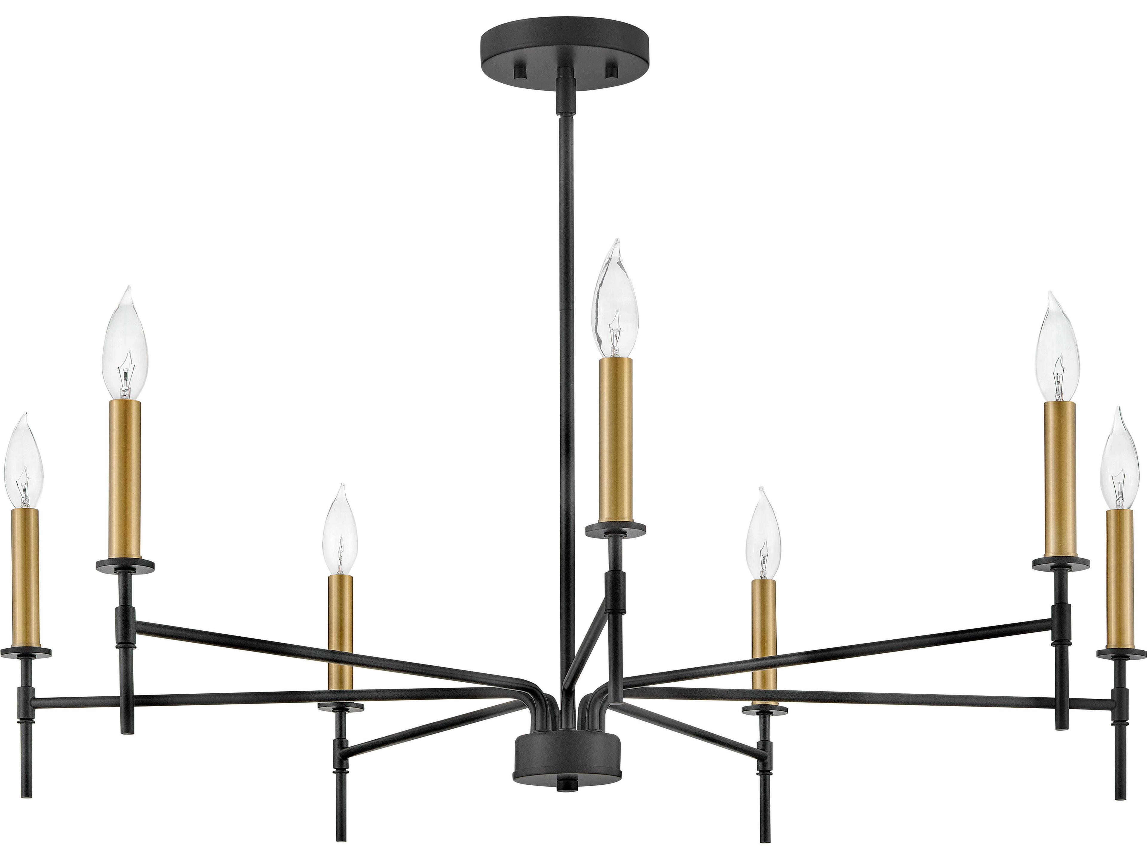 Lark Living Hux 7-Light Black Lacquered Brass Candelabra Chandelier