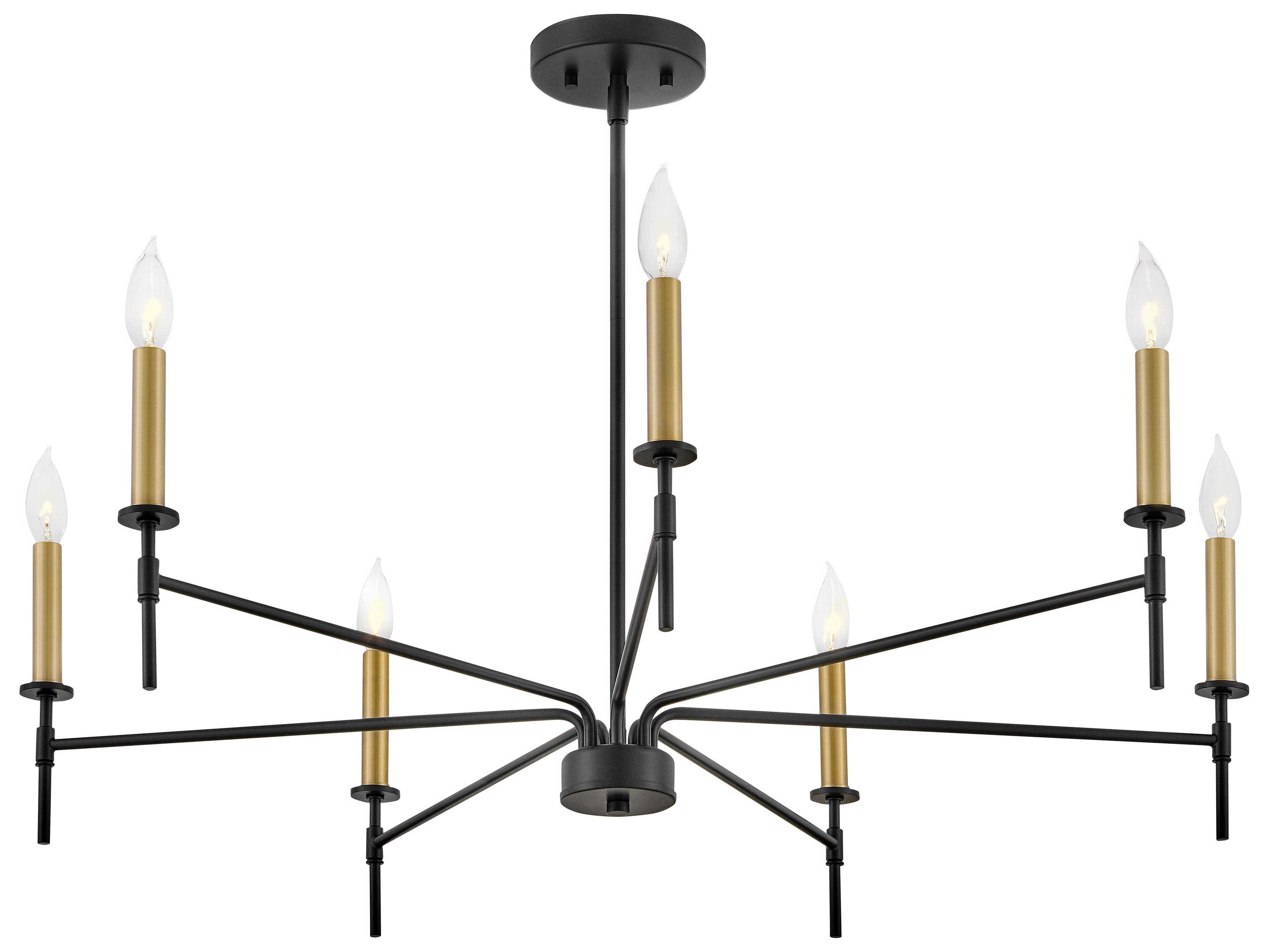Lark Living Hux 7-Light Black Lacquered Brass Candelabra Chandelier