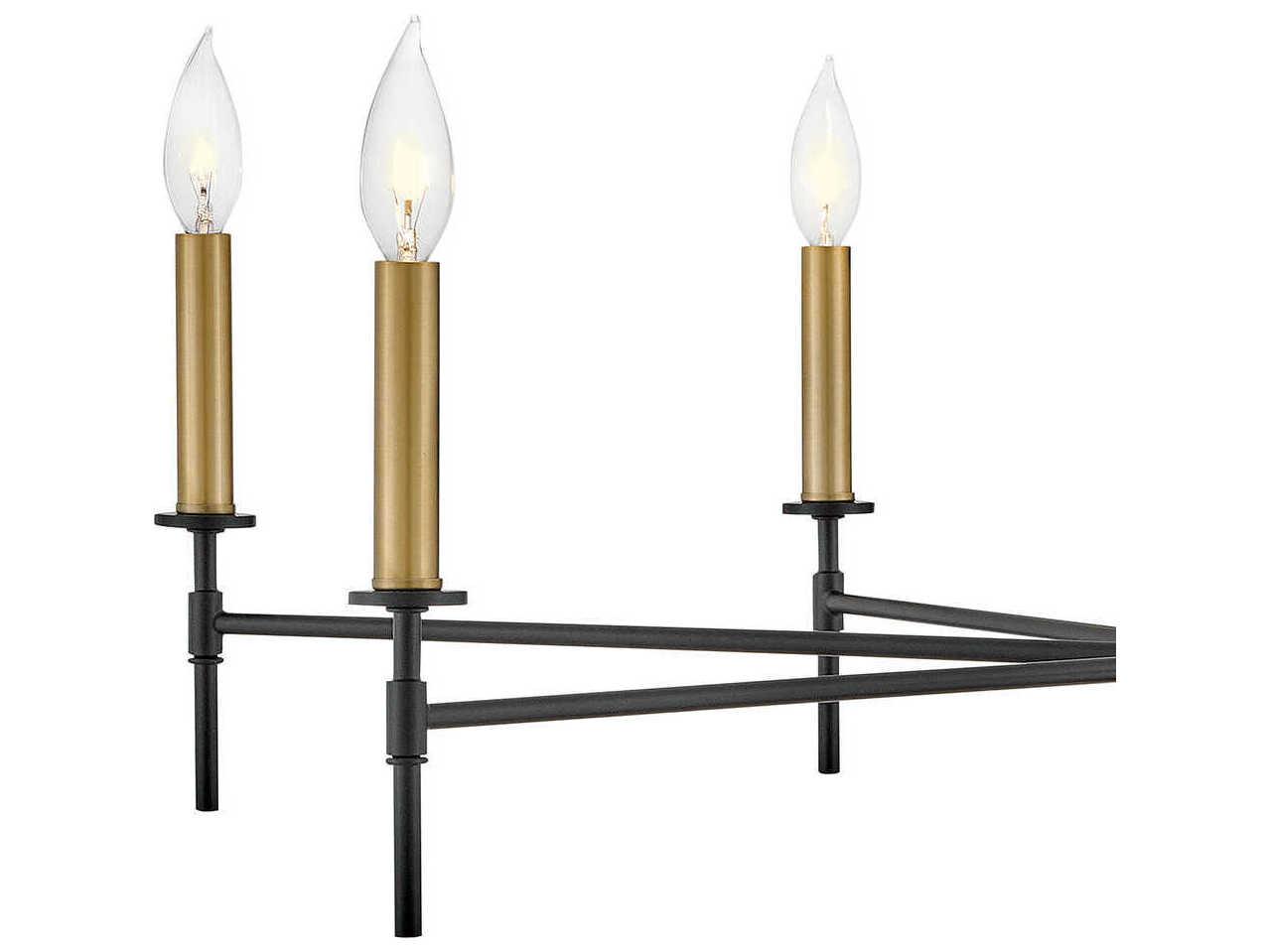 Lark Living Hux 7-Light Black Lacquered Brass Candelabra Chandelier
