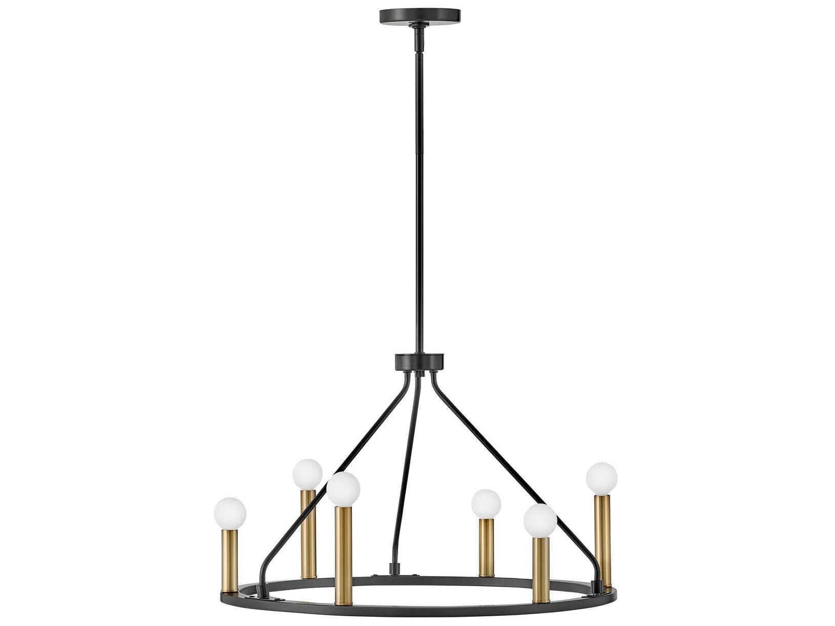 Lark Living Lazlo 6-Light Black Lacquered Brass Chandelier