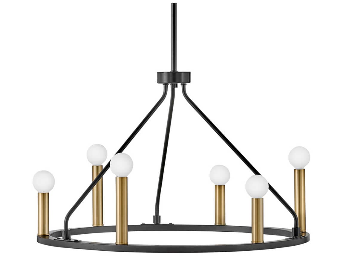Lark Living Lazlo 6-Light Black Lacquered Brass Chandelier