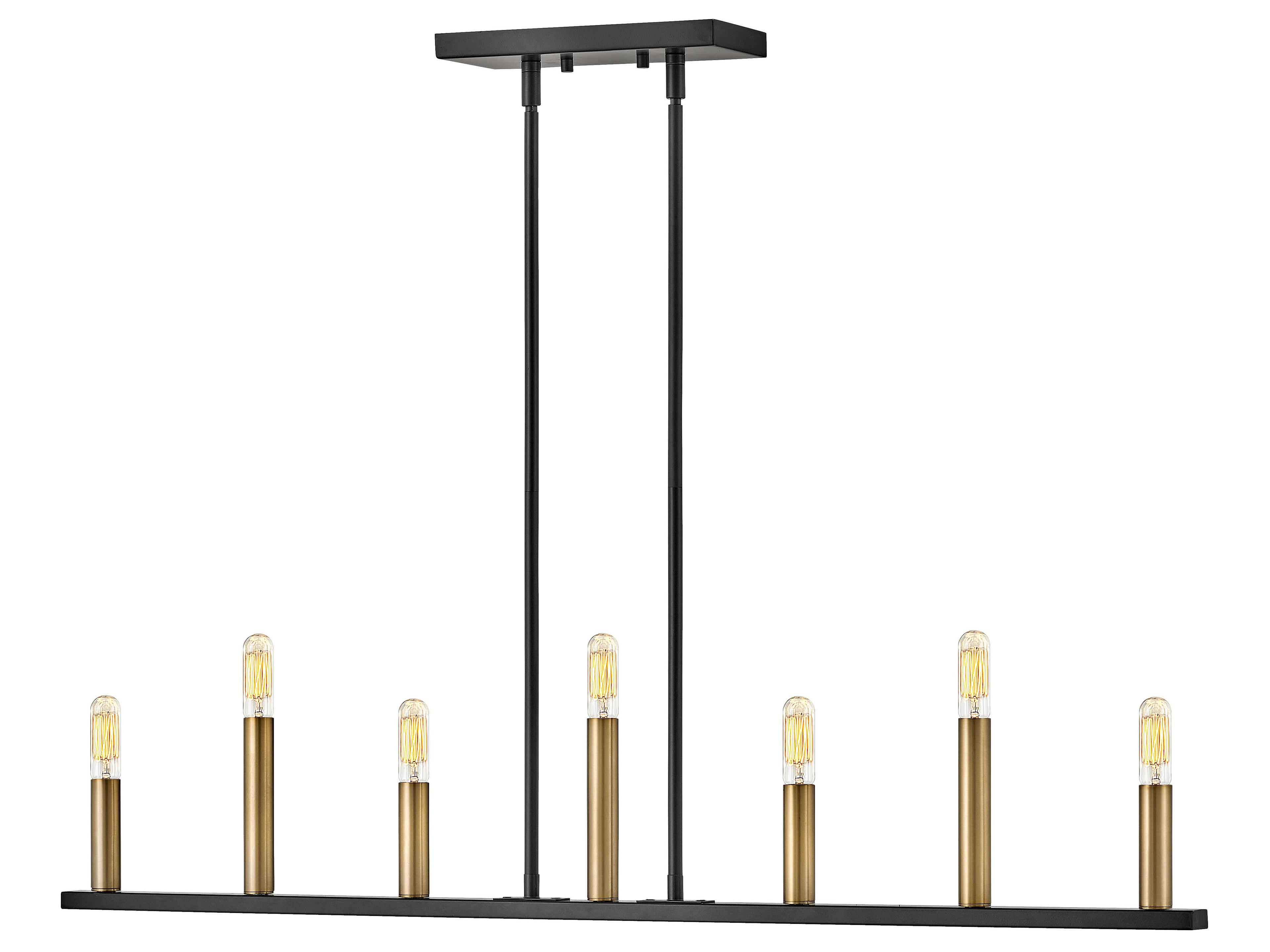Lark Living Lazlo 7-Light Black Lacquered Brass Linear Island Pendant