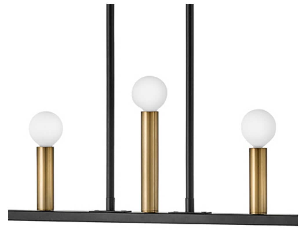 Lark Living Lazlo 7-Light Black Lacquered Brass Linear Island Pendant