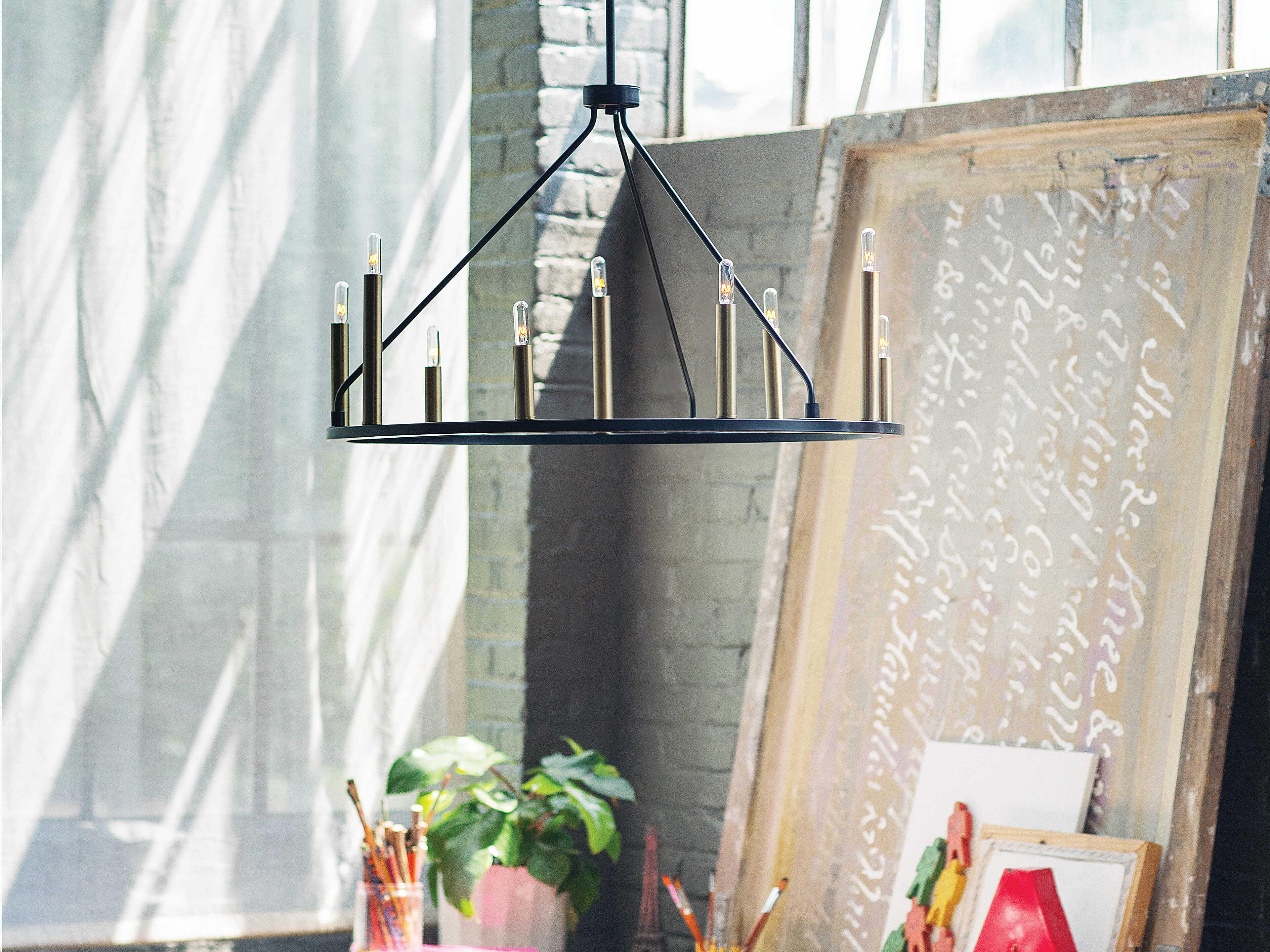 Lark Living Lazlo 9-Light Black Lacquered Brass Chandelier