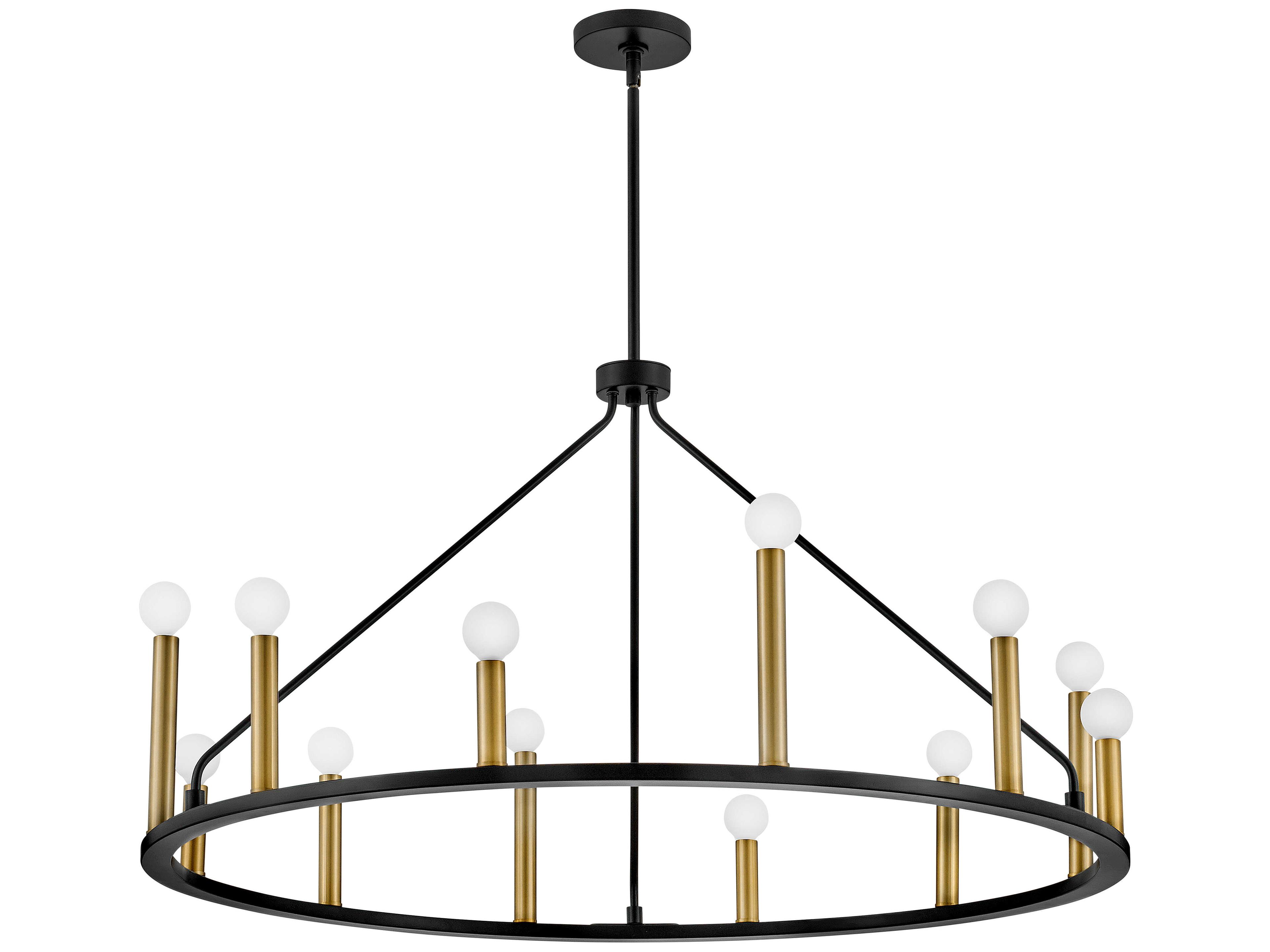 Lark Living Lazlo 12-Light Black Lacquered Brass Candelabra Chandelier