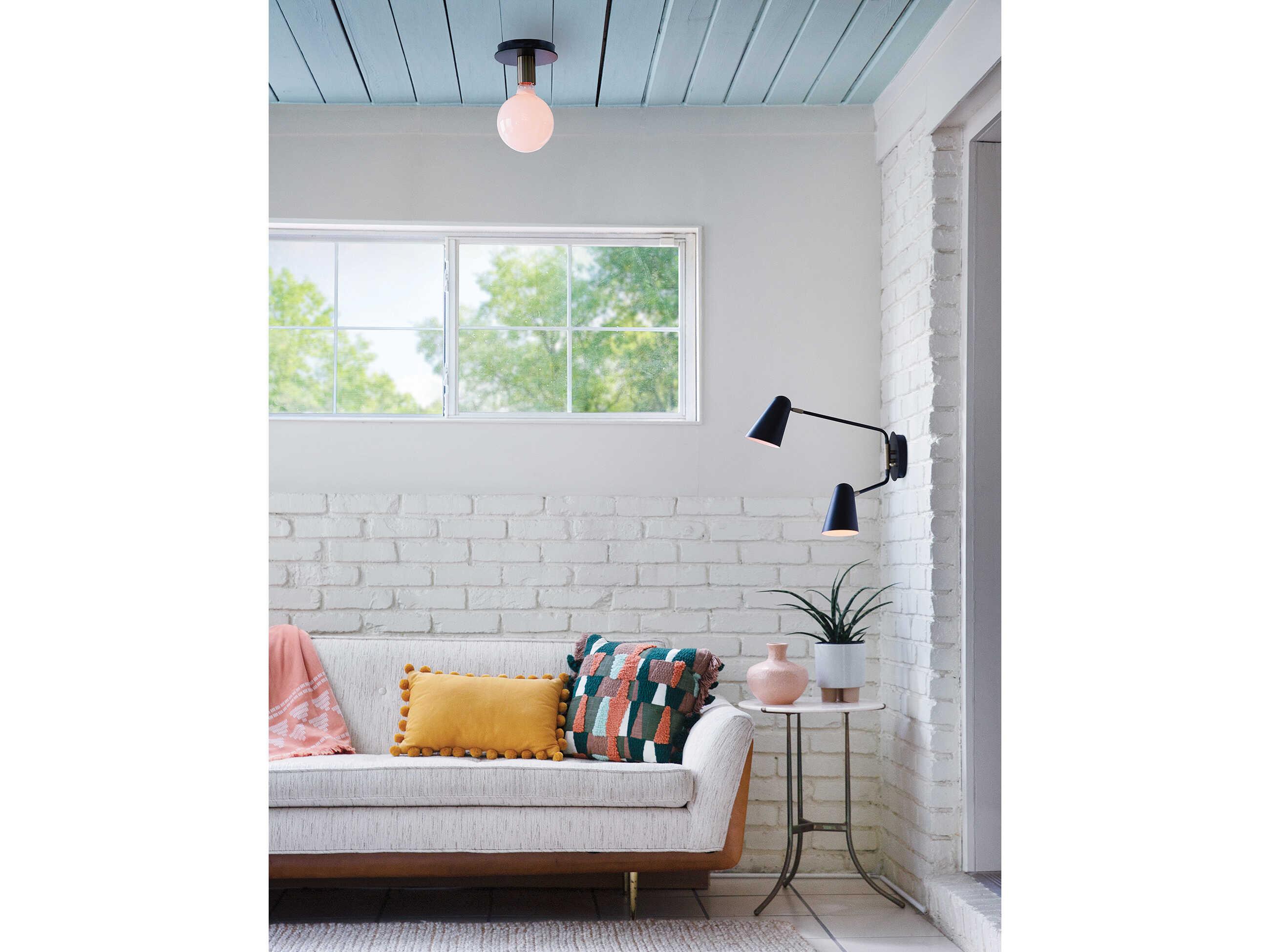 Lark Living Bobbie 1-Light Lacquered Brass Black Flush Mount