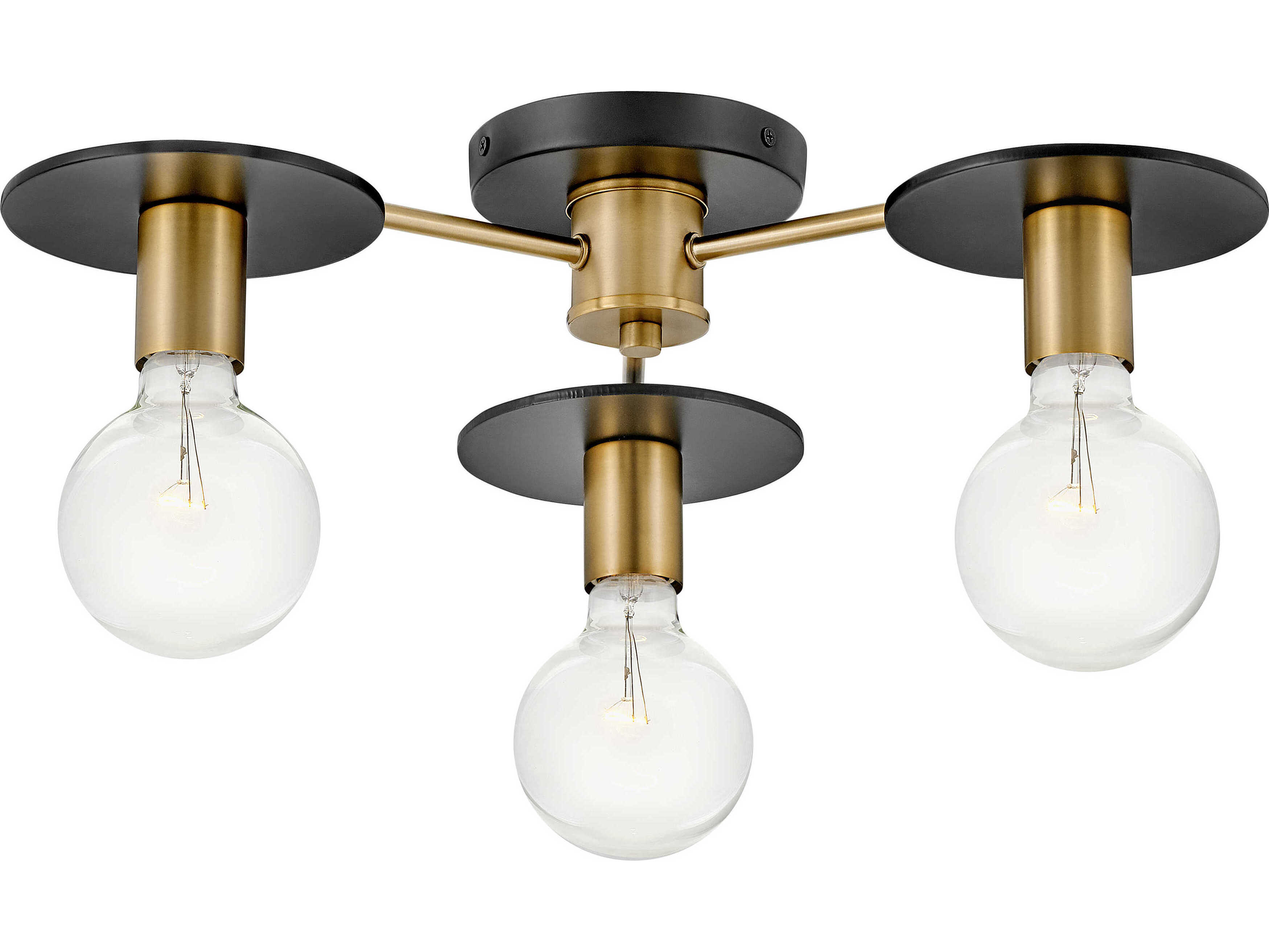 Lark Living Bobbie 3-Light Lacquered Brass Black Semi Flush Mount