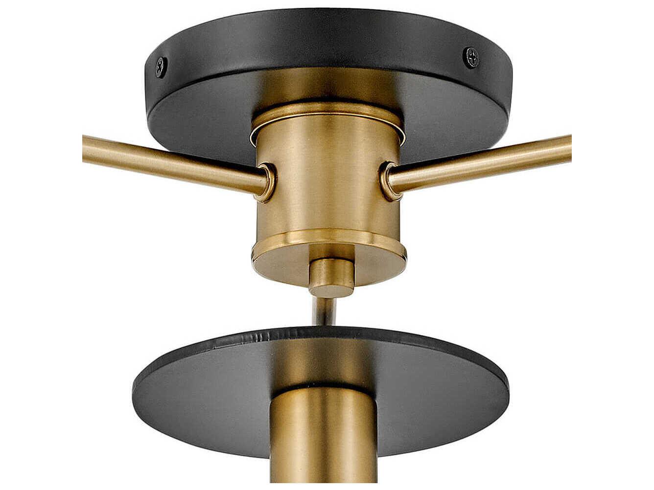Lark Living Bobbie 3-Light Lacquered Brass Black Semi Flush Mount