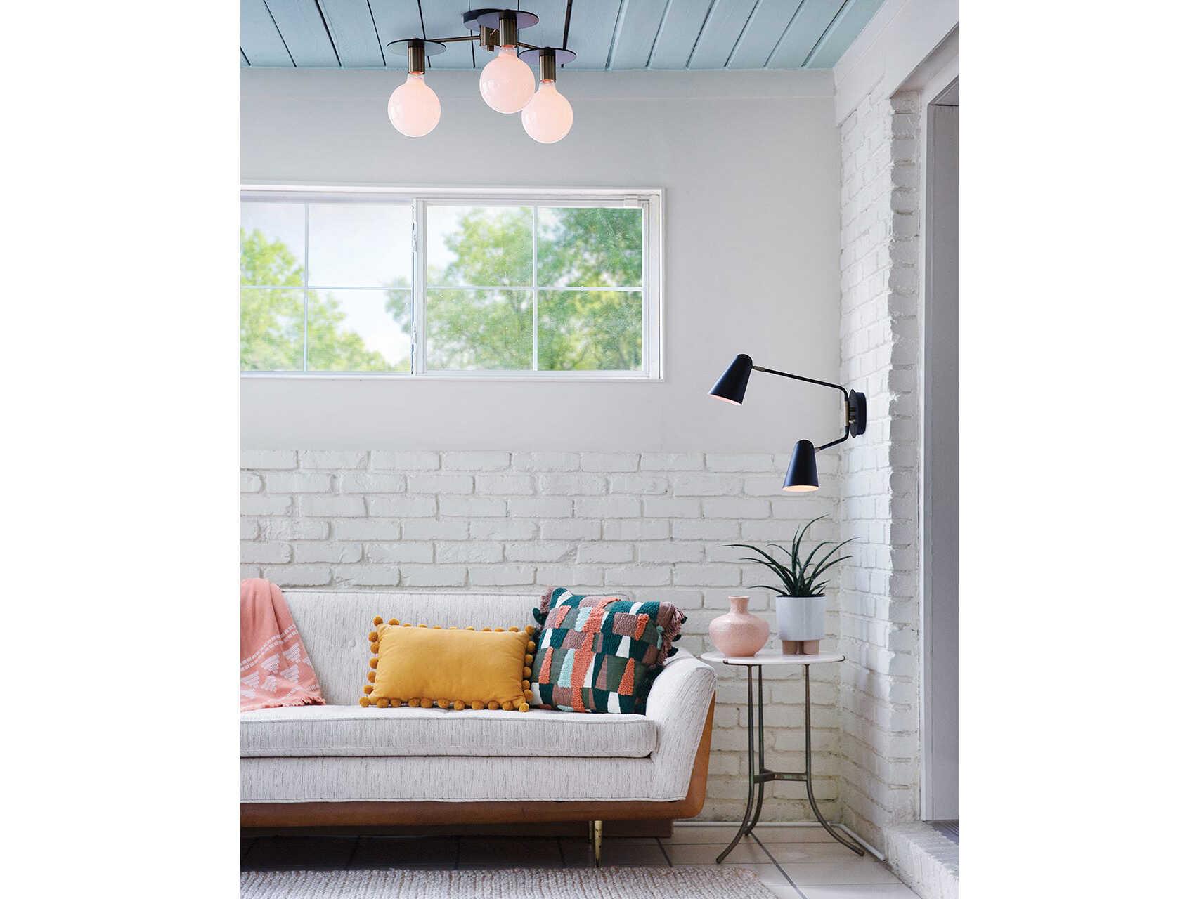 Lark Living Bobbie 3-Light Lacquered Brass Black Semi Flush Mount