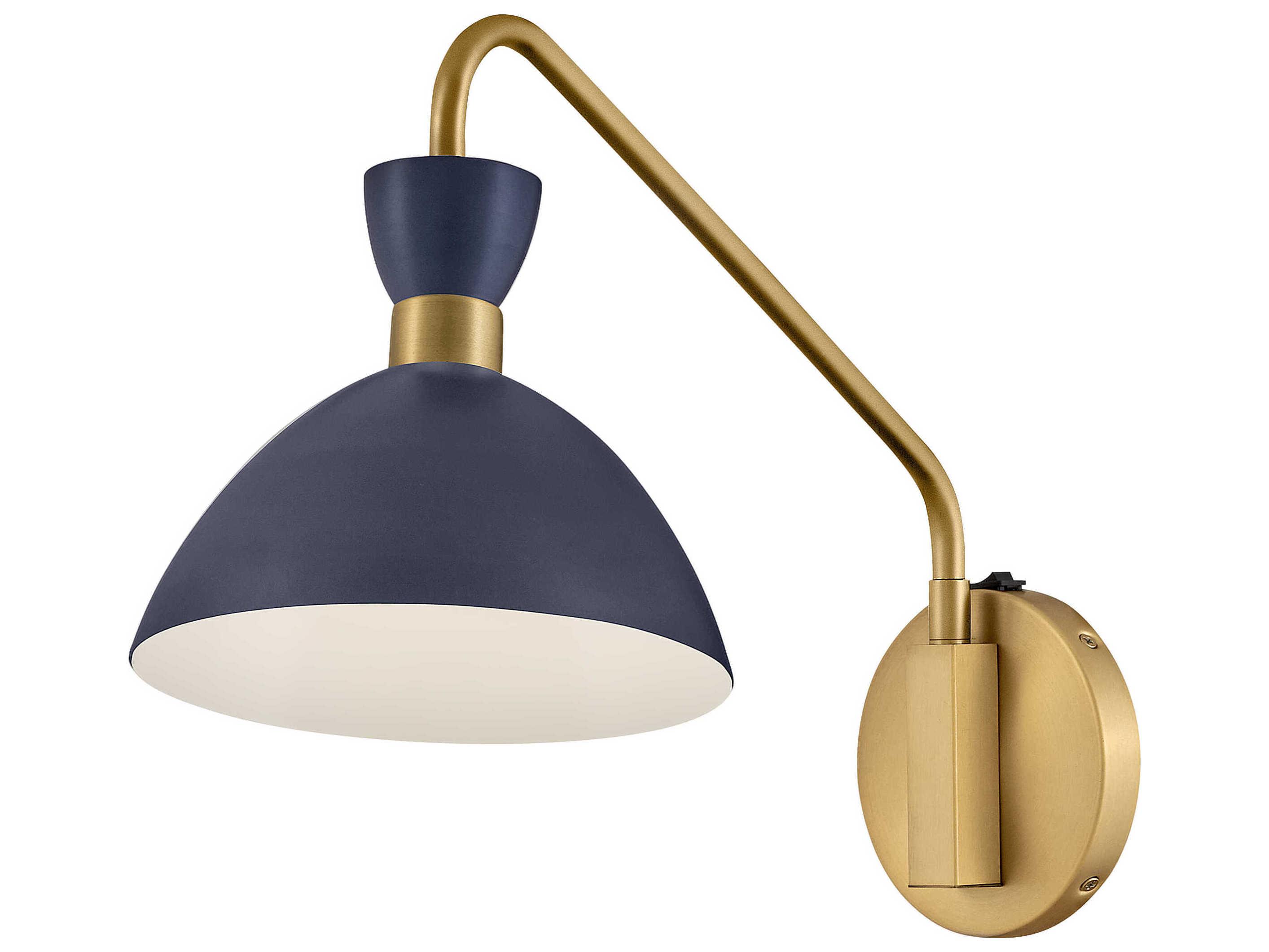 Lark Living Simon 1-Light Matte Navy Heritage Brass Blue Swing Wall Sconce