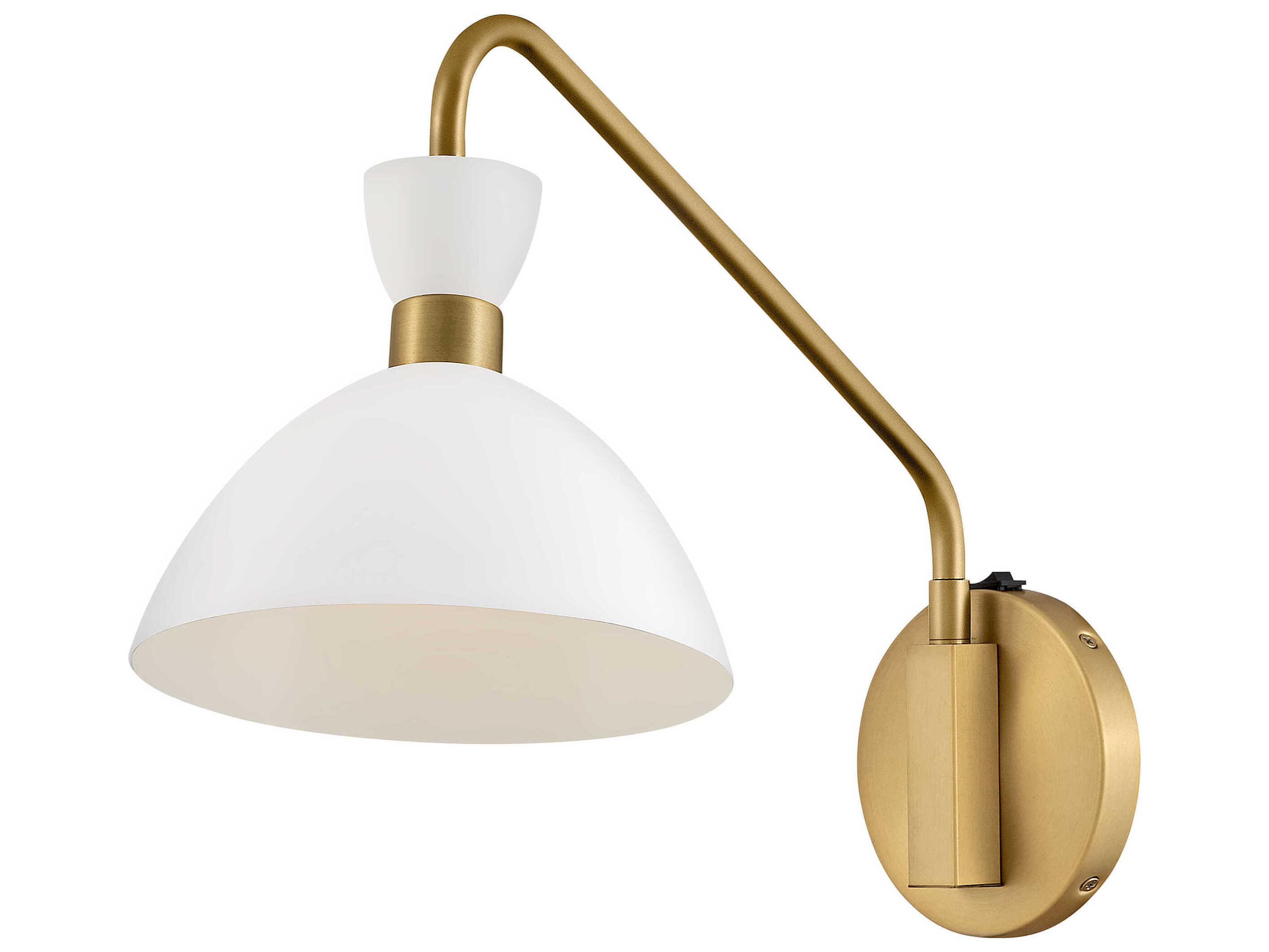 Lark Living Simon 1-Light Matte White Heritage Brass Swing Wall Sconce