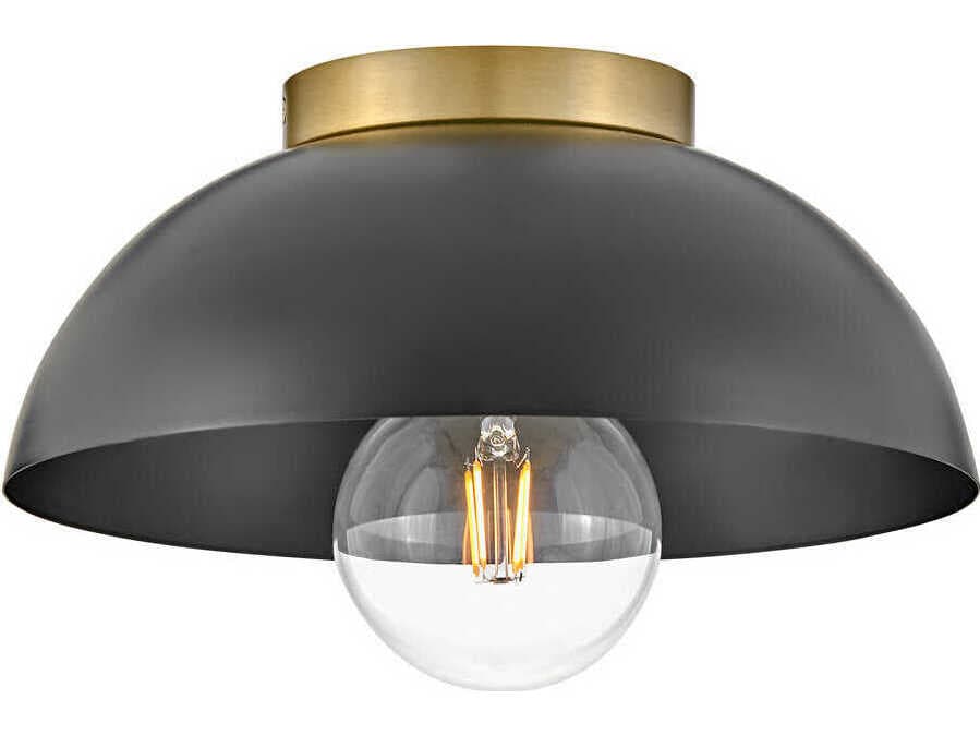 Lark Living Stu 1-Light Black Lacquered Brass Dome Flush Mount