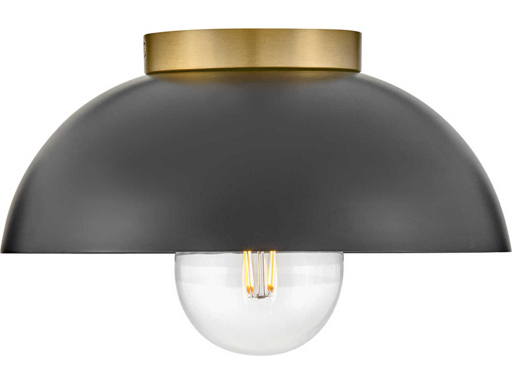 Lark Living Stu 1-Light Black Lacquered Brass Dome Flush Mount