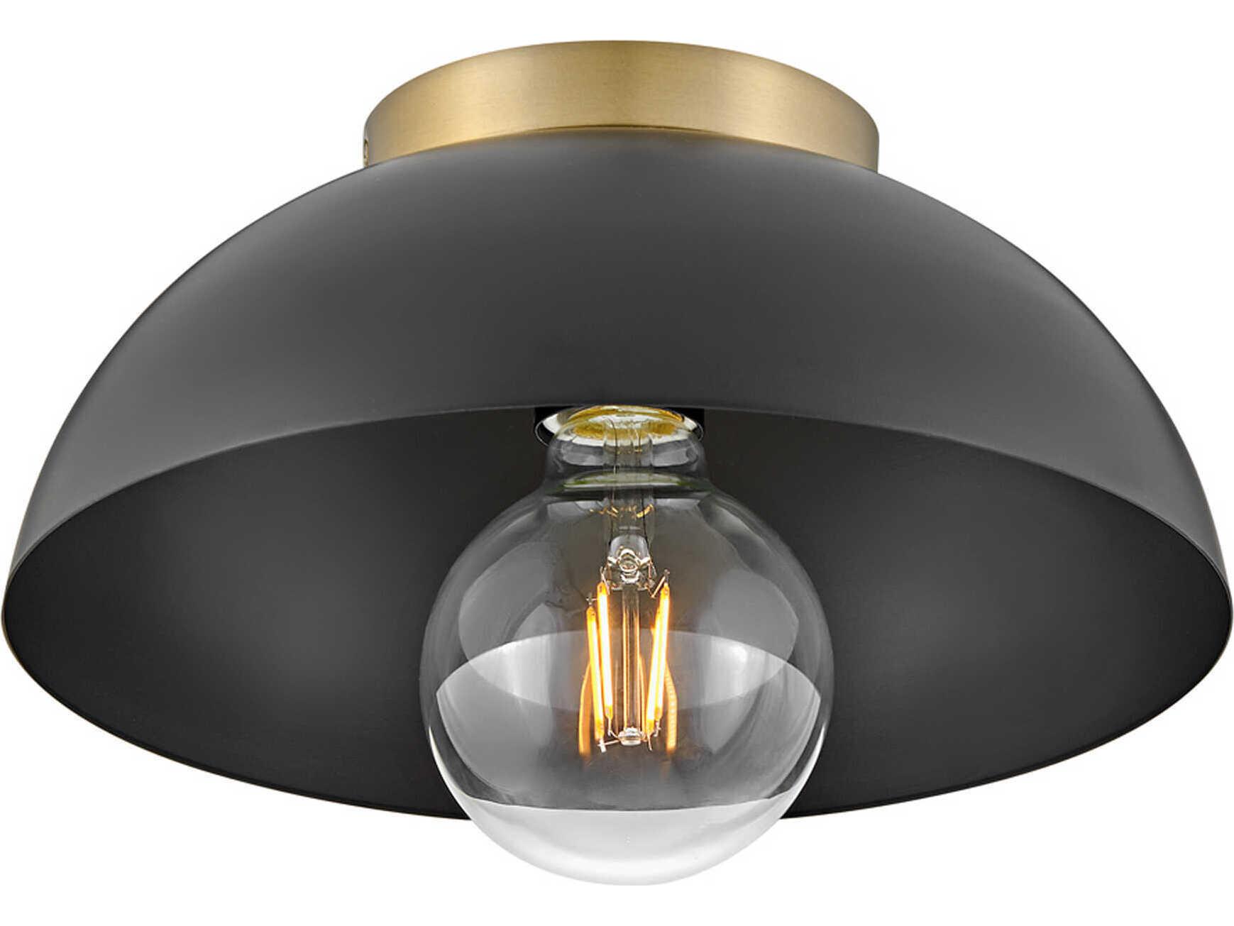 Lark Living Stu 1-Light Black Lacquered Brass Dome Flush Mount