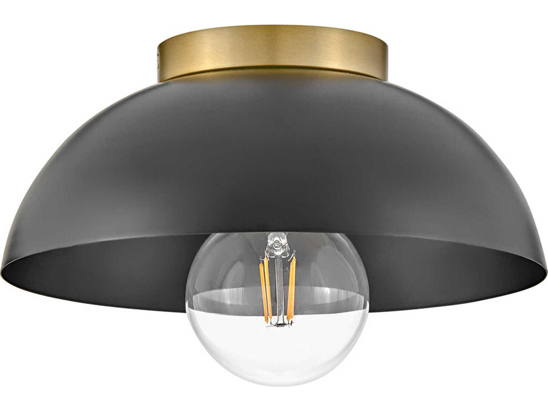 Lark Living Stu 1-Light Black Lacquered Brass Dome Flush Mount