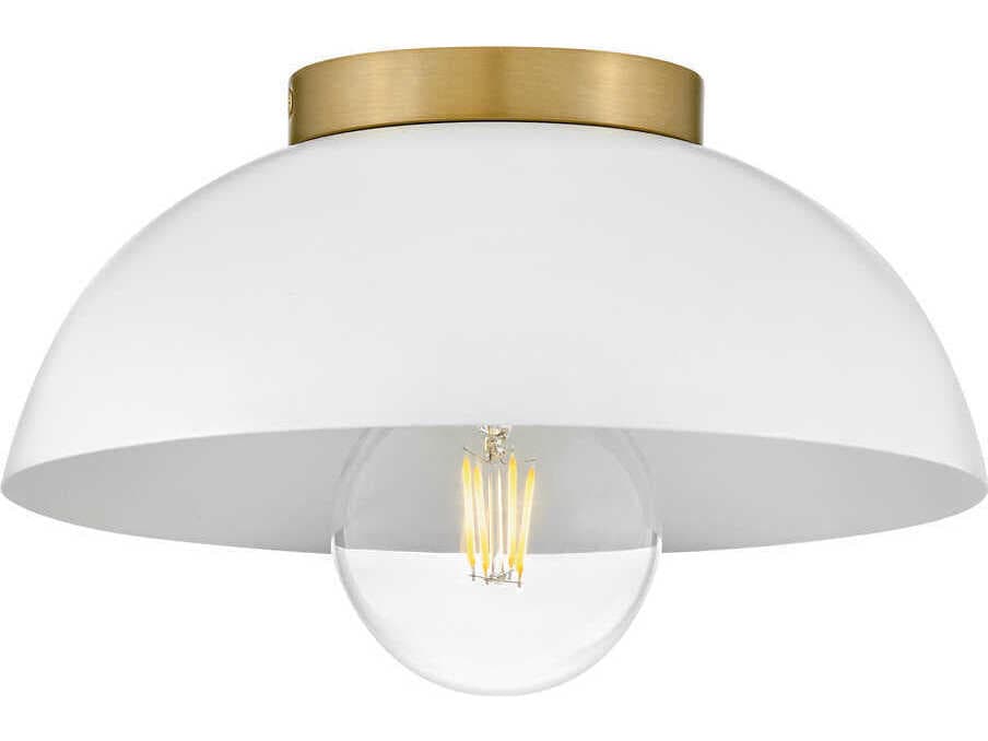 Lark Living Stu 1-Light Matte White Lacquered Brass Dome Flush Mount