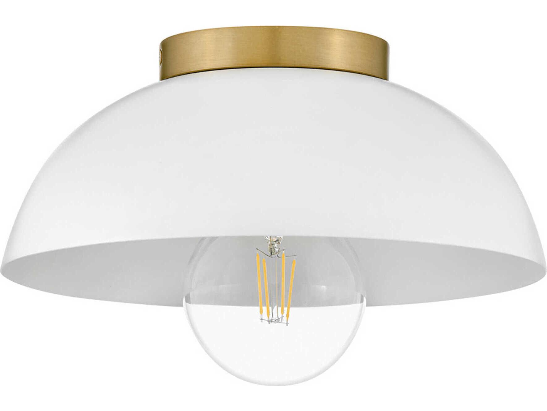 Lark Living Stu 1-Light Matte White Lacquered Brass Dome Flush Mount
