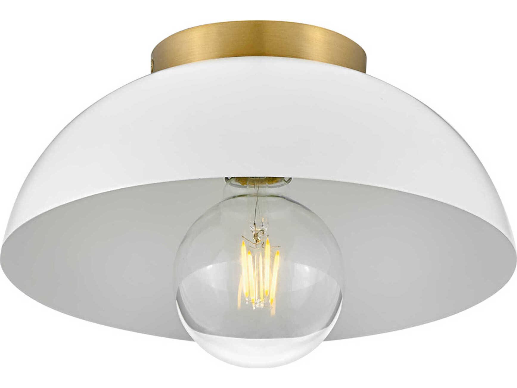 Lark Living Stu 1-Light Matte White Lacquered Brass Dome Flush Mount
