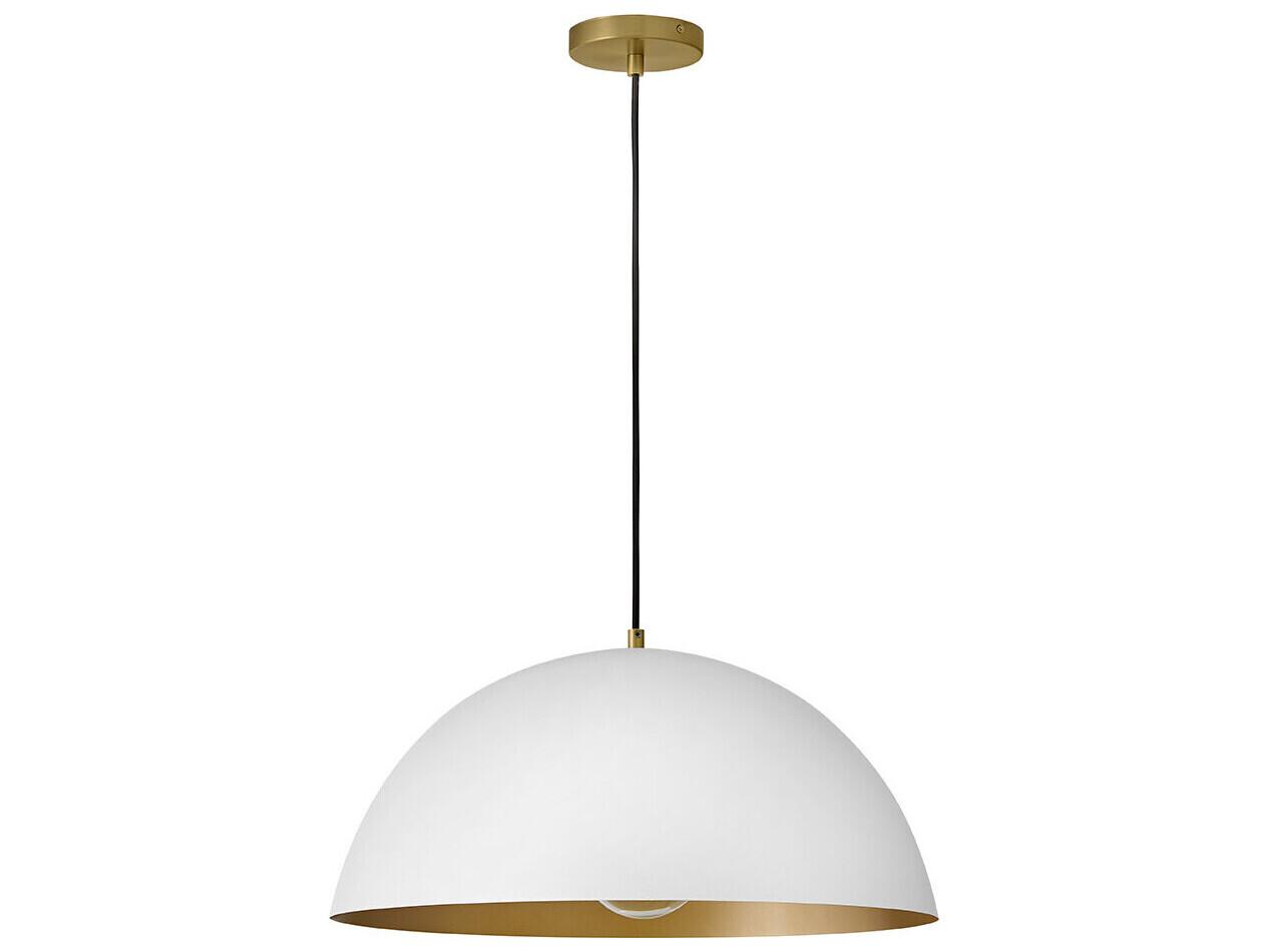 Lark Living Lou 1-Light Matte White Lacquered Brass Dome Pendant