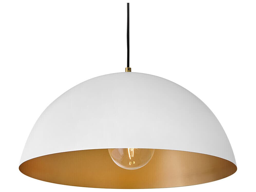 Lark Living Lou 1-Light Matte White Lacquered Brass Dome Pendant