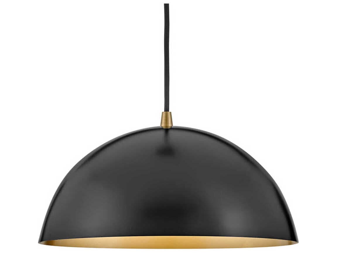 Lark Living Lou 1-Light Black Lacquered Brass Dome Pendant