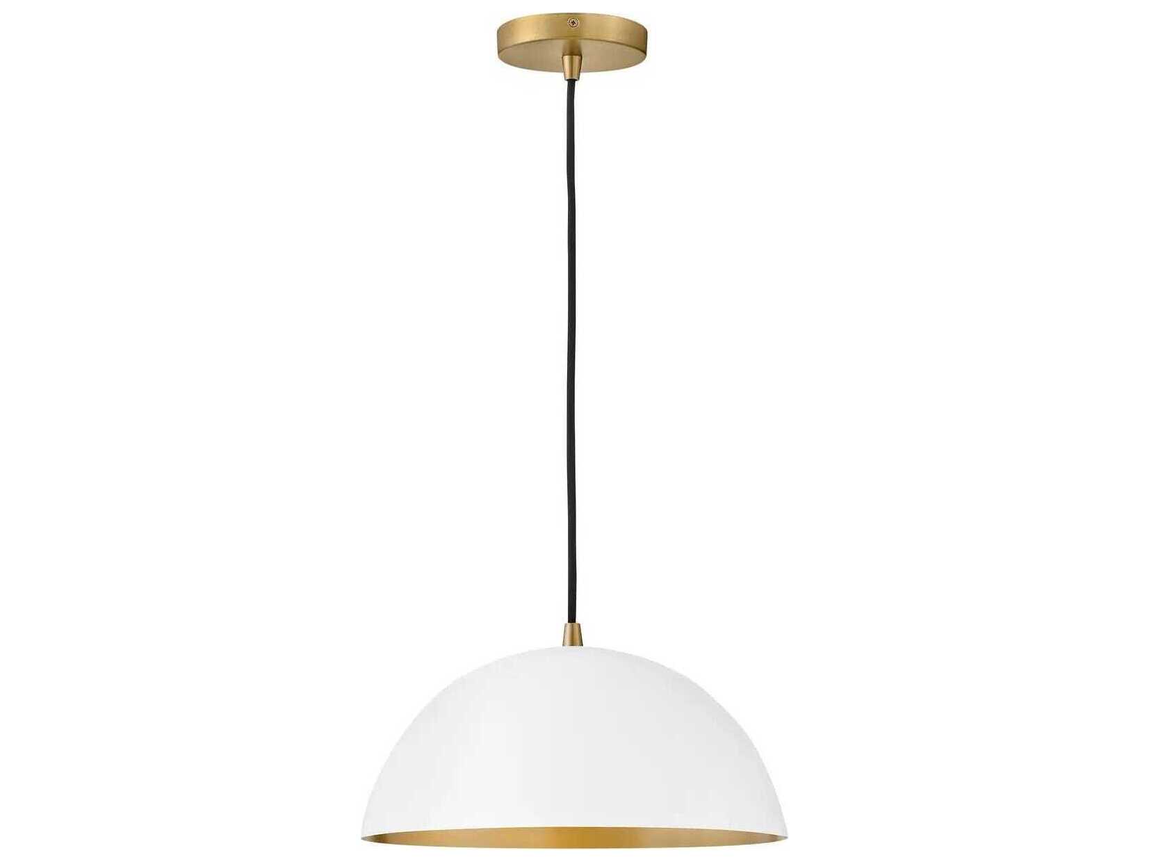 Lark Living Lou 1-Light Matte White Lacquered Brass Dome Pendant