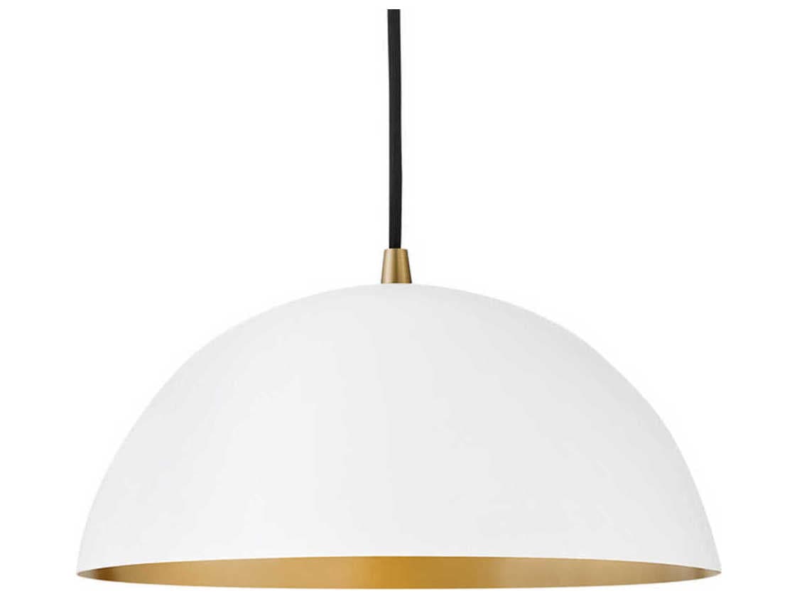 Lark Living Lou 1-Light Matte White Lacquered Brass Dome Pendant