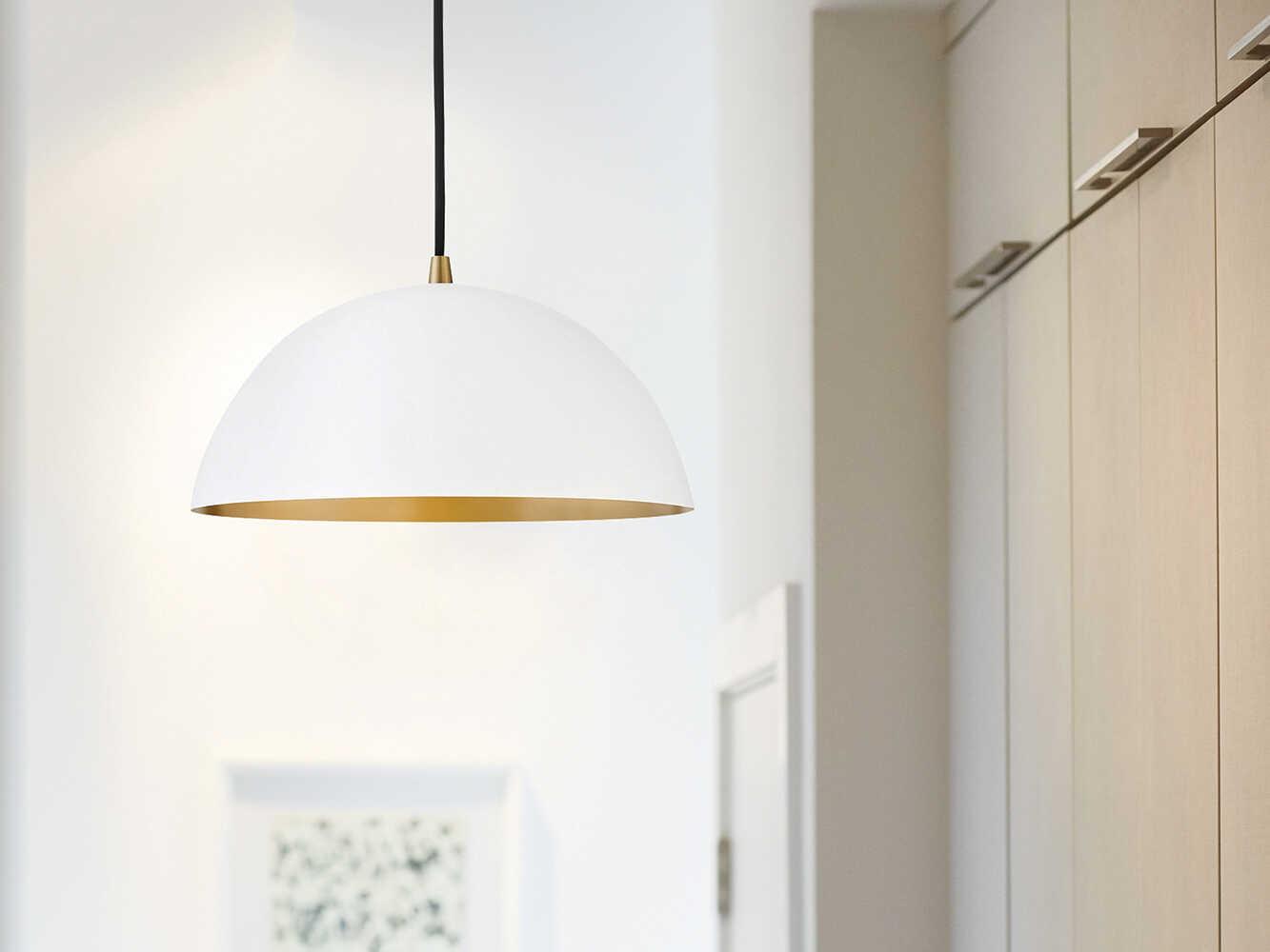Lark Living Lou 1-Light Matte White Lacquered Brass Dome Pendant