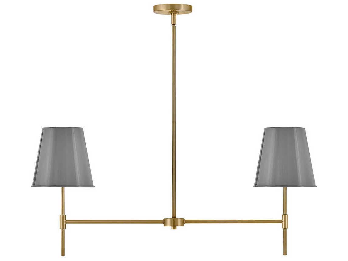 Lark Living Blake 2-Light Lacquered Brass French Gray Empire Island Pendant