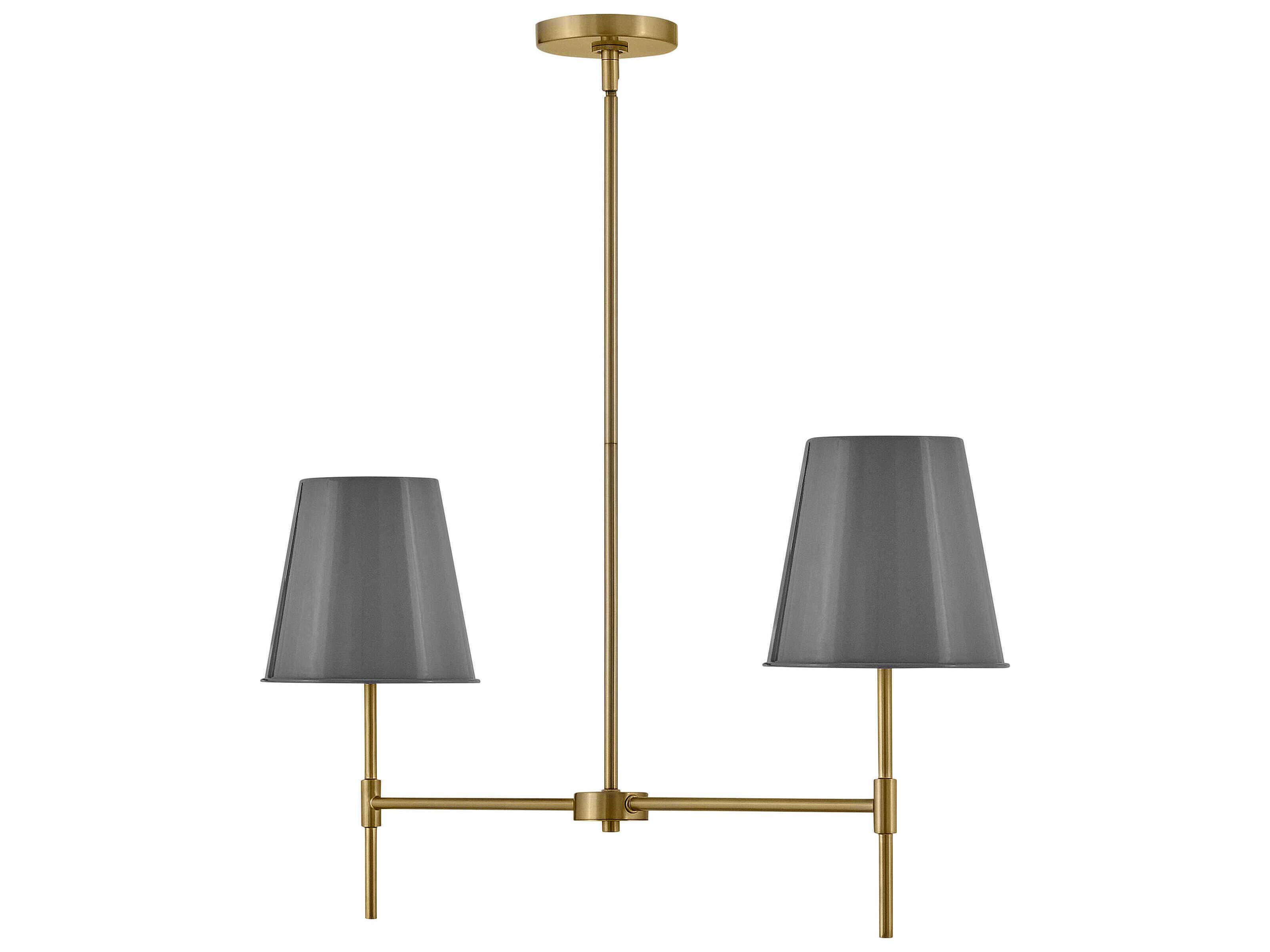 Lark Living Blake 2-Light Lacquered Brass French Gray Empire Island Pendant