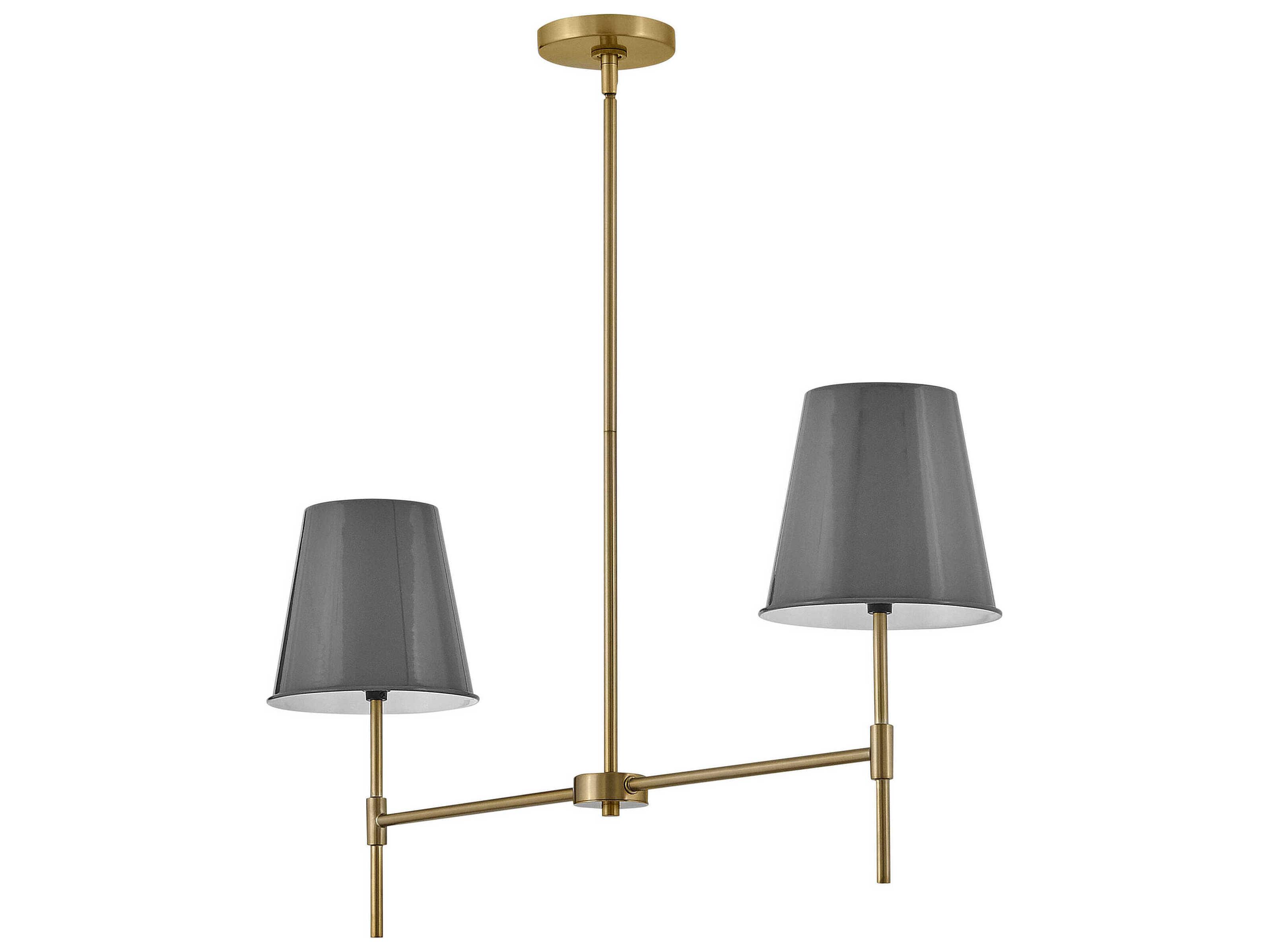 Lark Living Blake 2-Light Lacquered Brass French Gray Empire Island Pendant