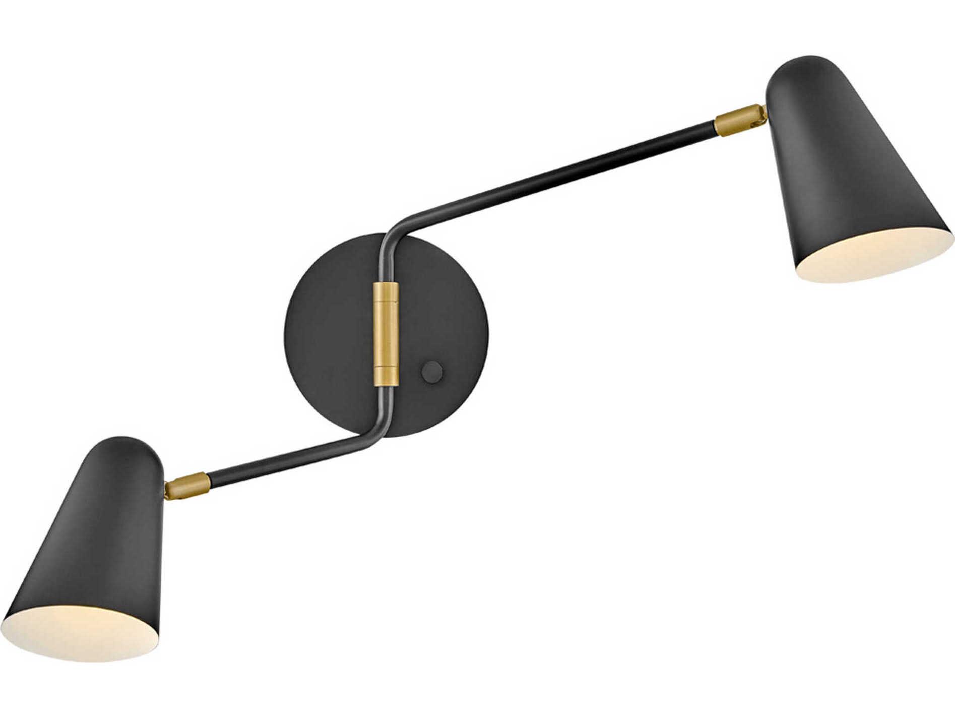 Lark Living Birdie 2-Light Black Lacquered Brass Swing Wall Sconce