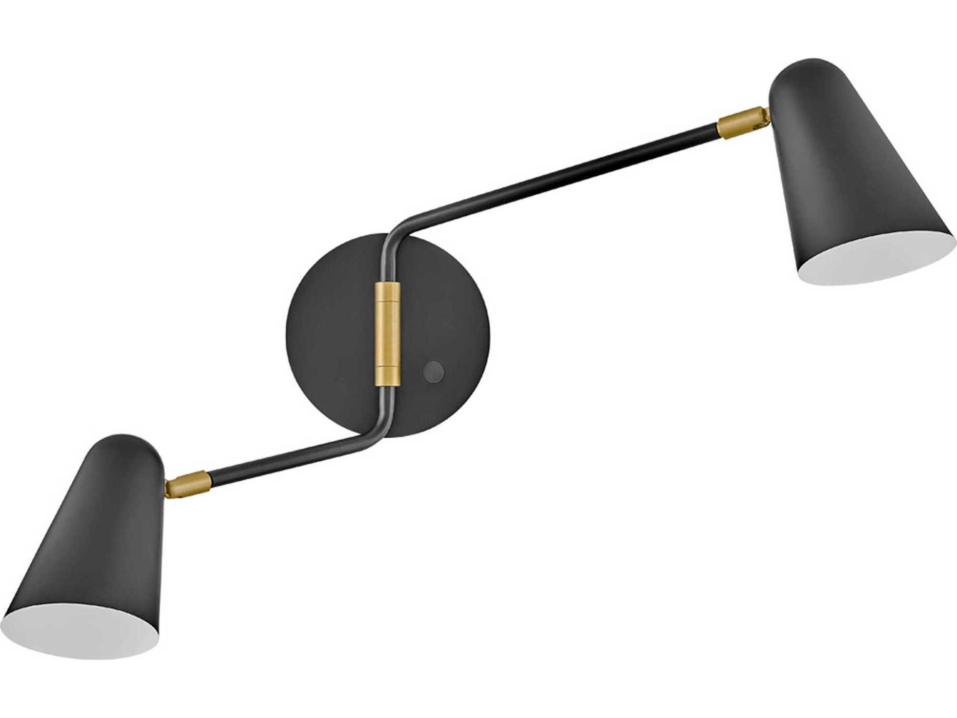 Lark Living Birdie 2-Light Black Lacquered Brass Swing Wall Sconce