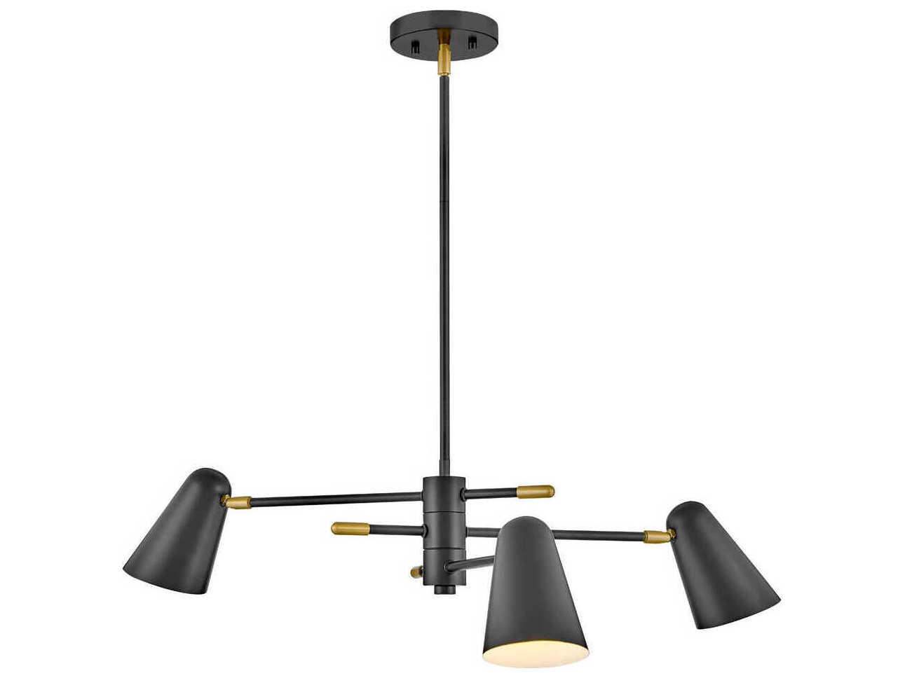 Lark Living Birdie 3-Light Black Lacquered Brass Chandelier
