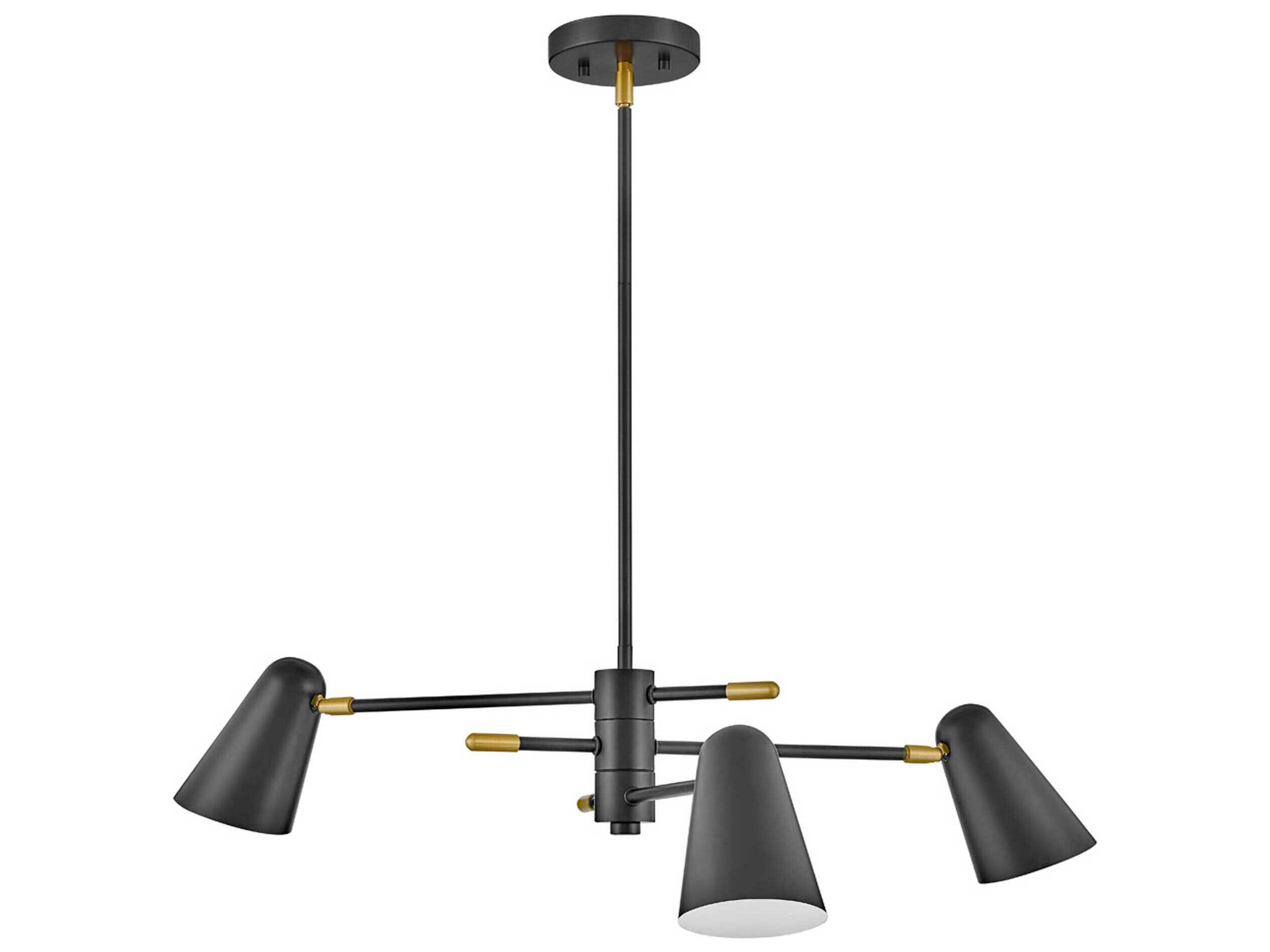 Lark Living Birdie 3-Light Black Lacquered Brass Chandelier