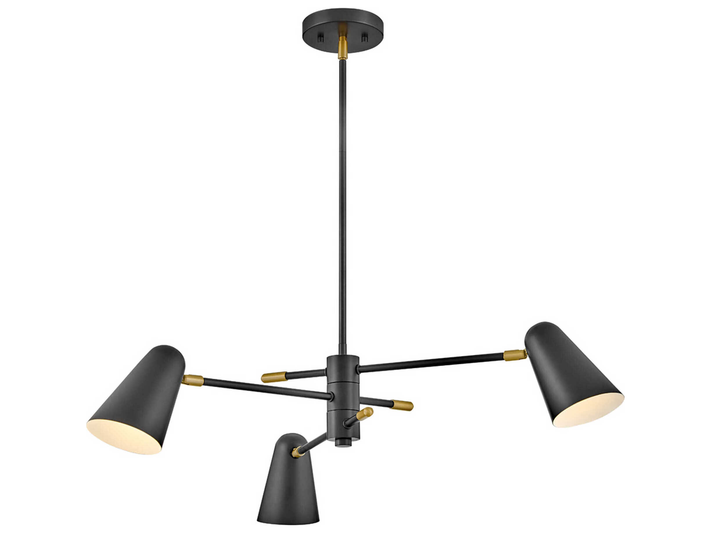 Lark Living Birdie 3-Light Black Lacquered Brass Chandelier