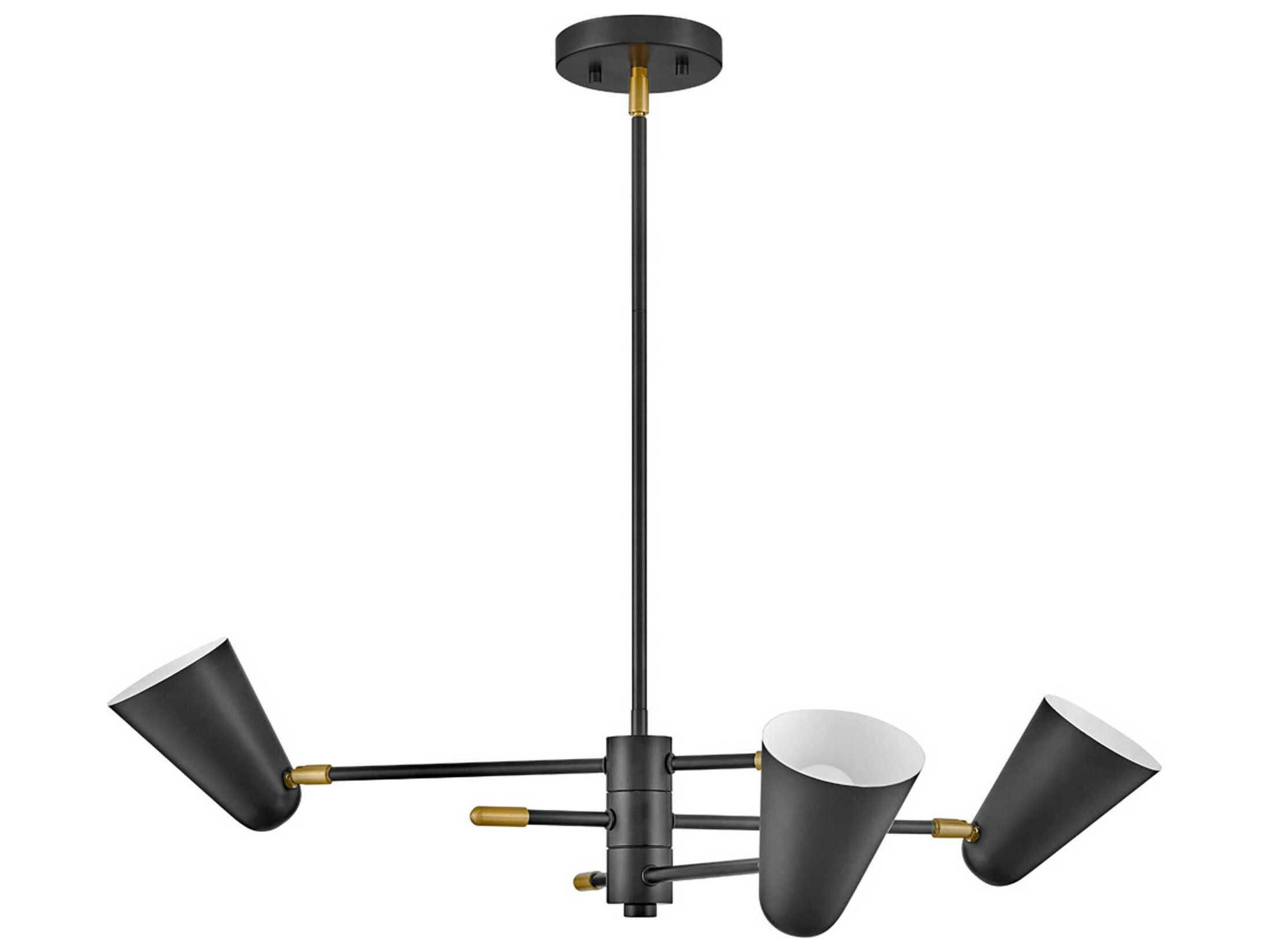 Lark Living Birdie 3-Light Black Lacquered Brass Chandelier