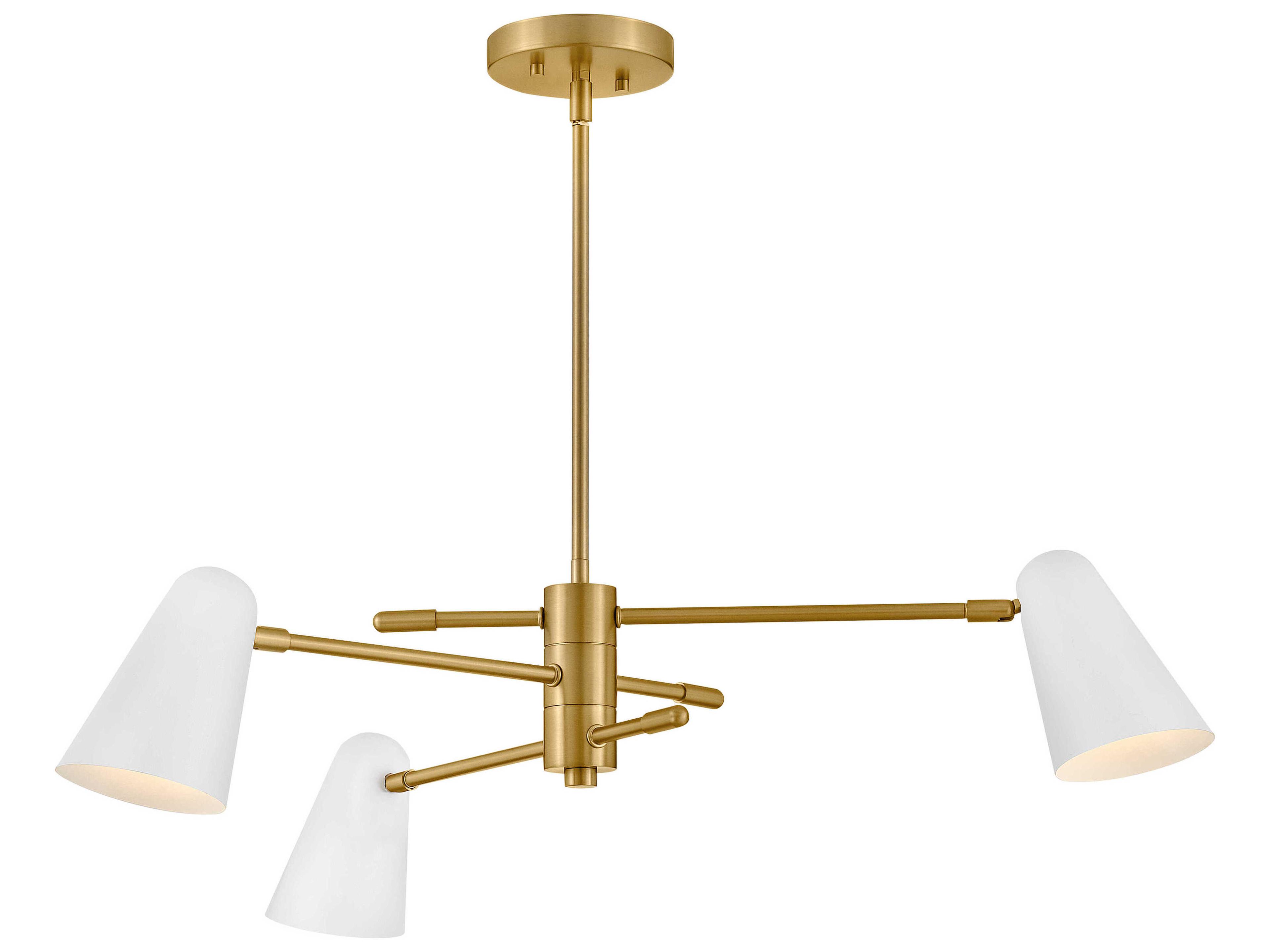Lark Living Birdie 3-Light Lacquered Brass Matte White Chandelier