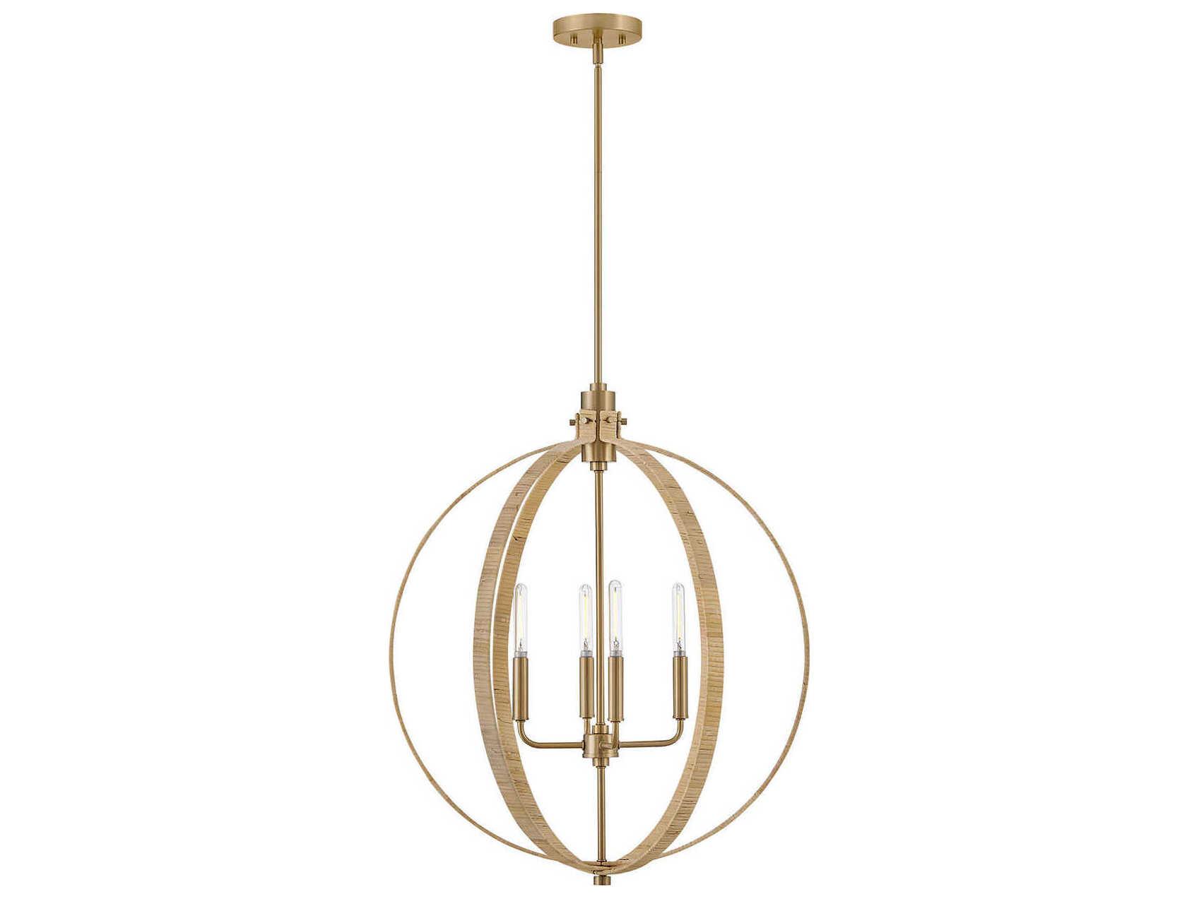 Lark Living Fallon 4-Light Lacquered Brass Bamboo Candelabra Globe Chandelier