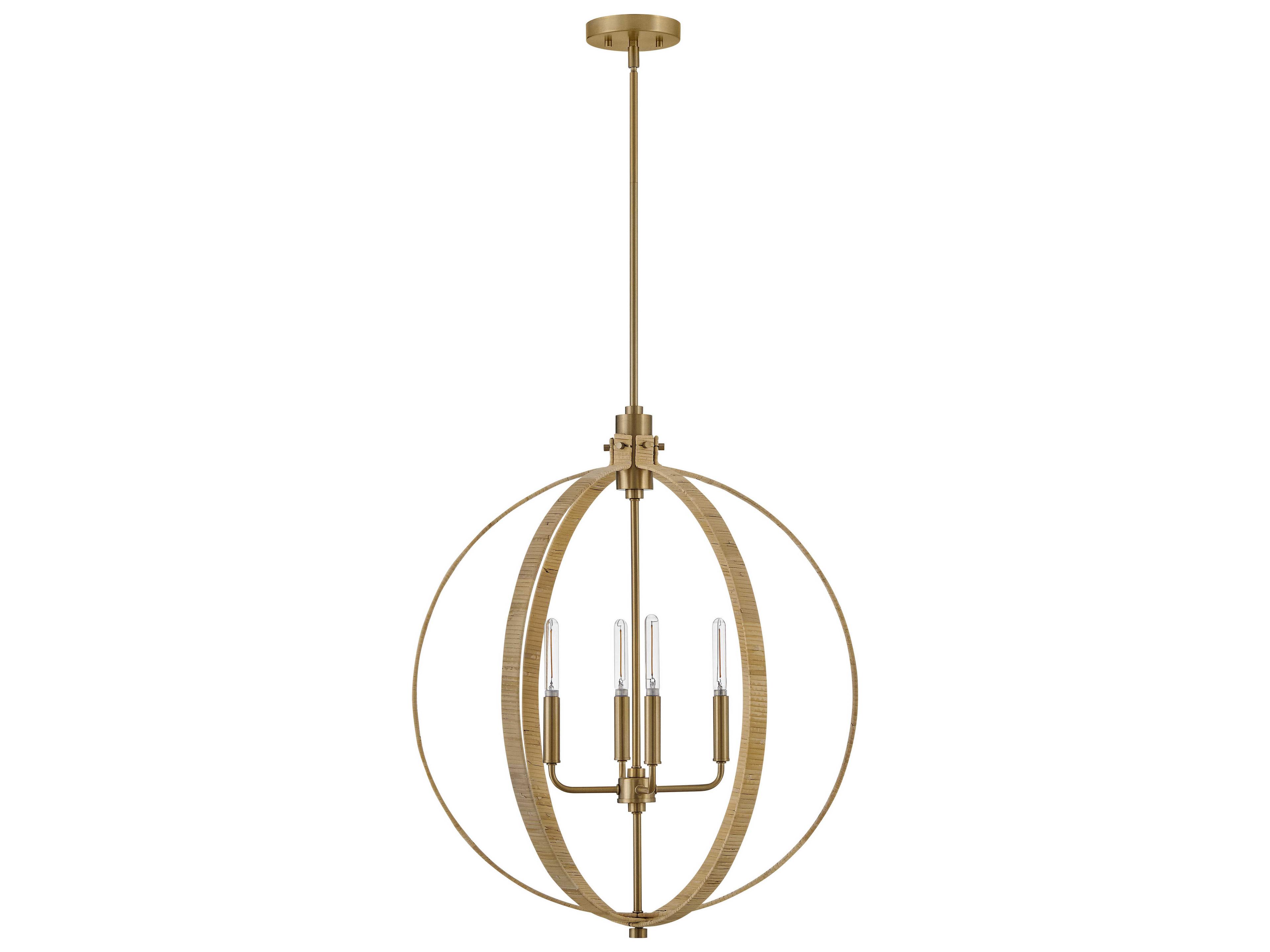 Lark Living Fallon 4-Light Lacquered Brass Bamboo Candelabra Globe Chandelier