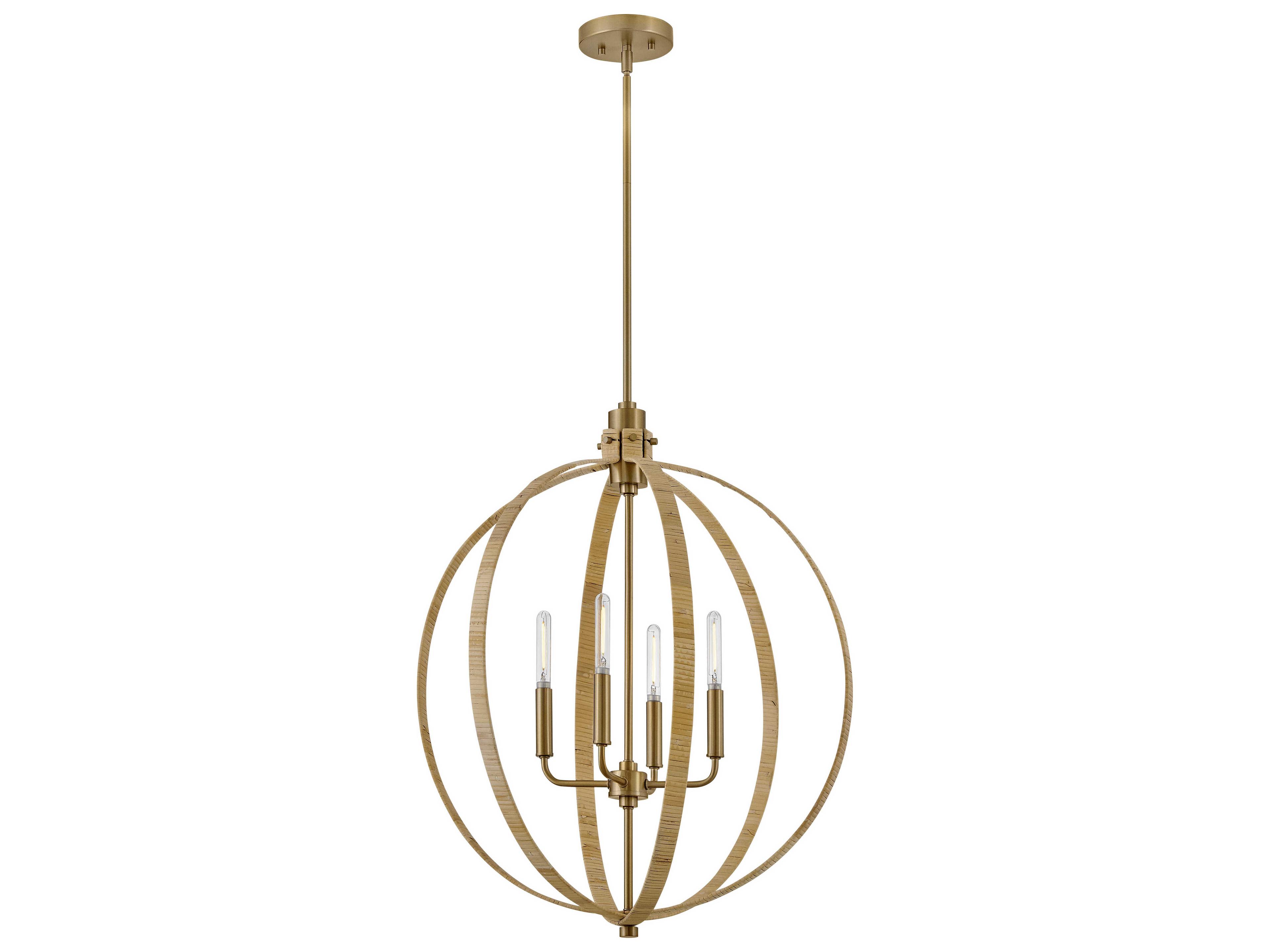 Lark Living Fallon 4-Light Lacquered Brass Bamboo Candelabra Globe Chandelier