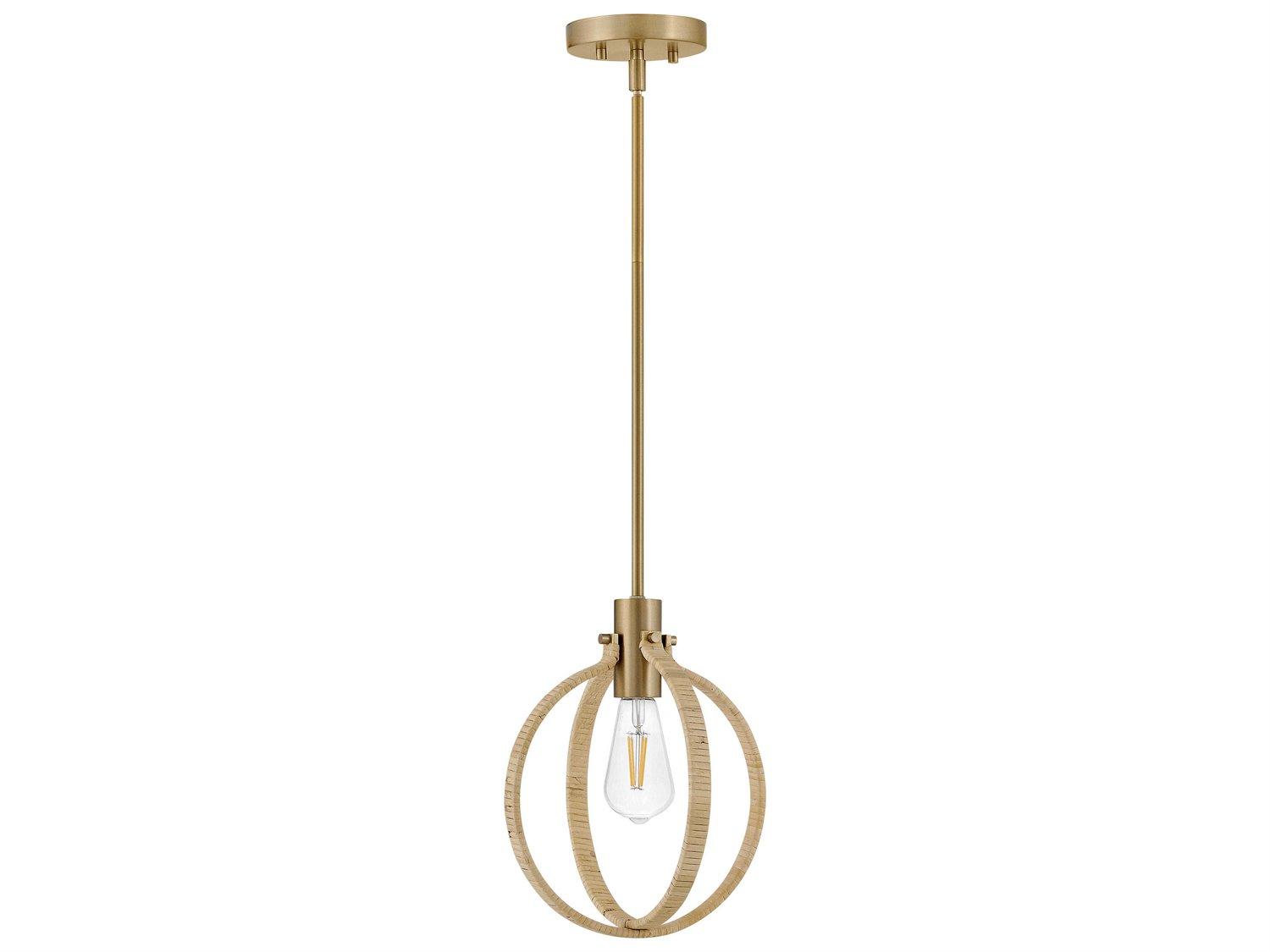 Lark Living Fallon 1-Light Lacquered Brass Bamboo Globe Mini Pendant